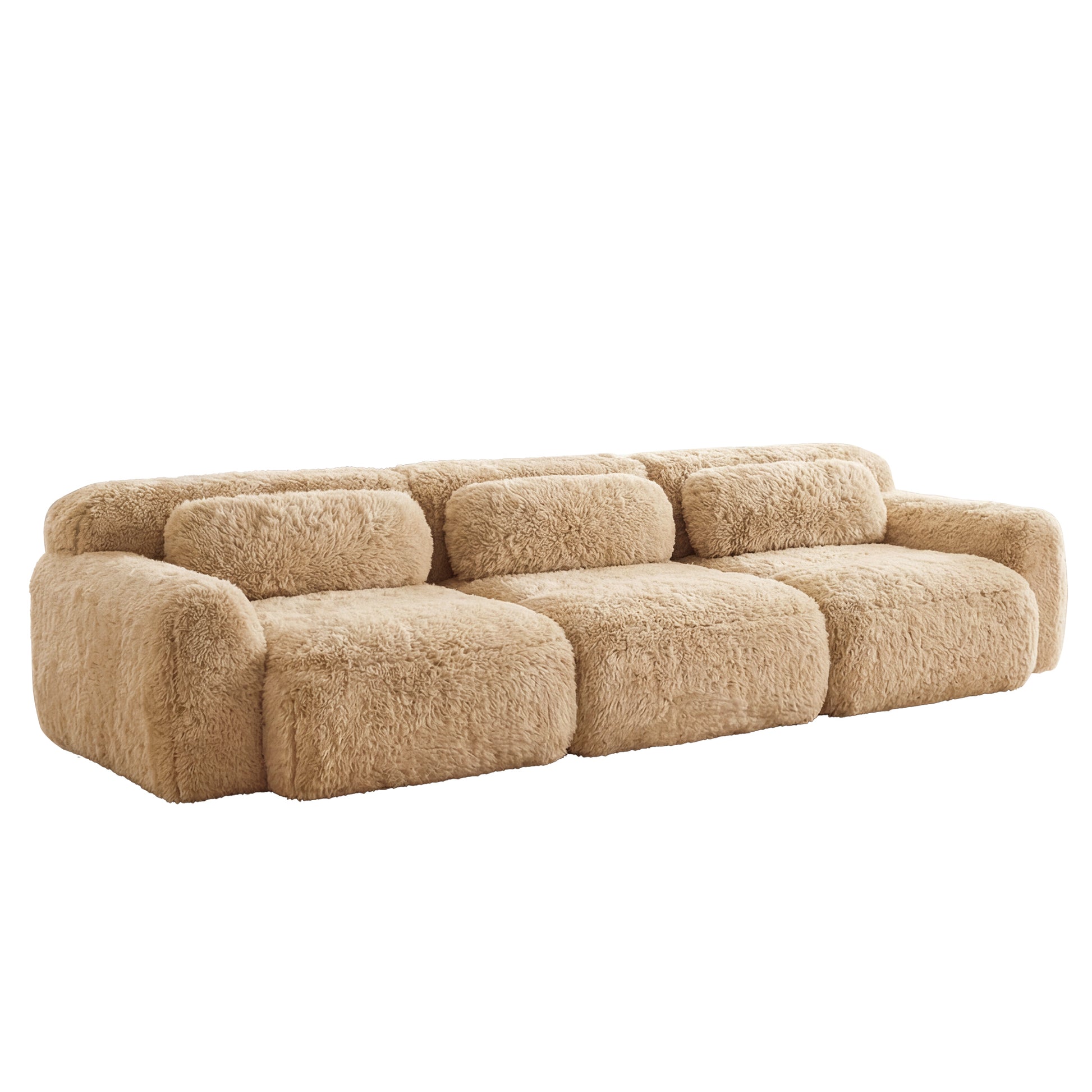 Durham beige sectional sofa showing angled front isolated product image on white background