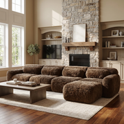 Durham brown sectional sofa showing oversized plush seating in cozy modern living room
