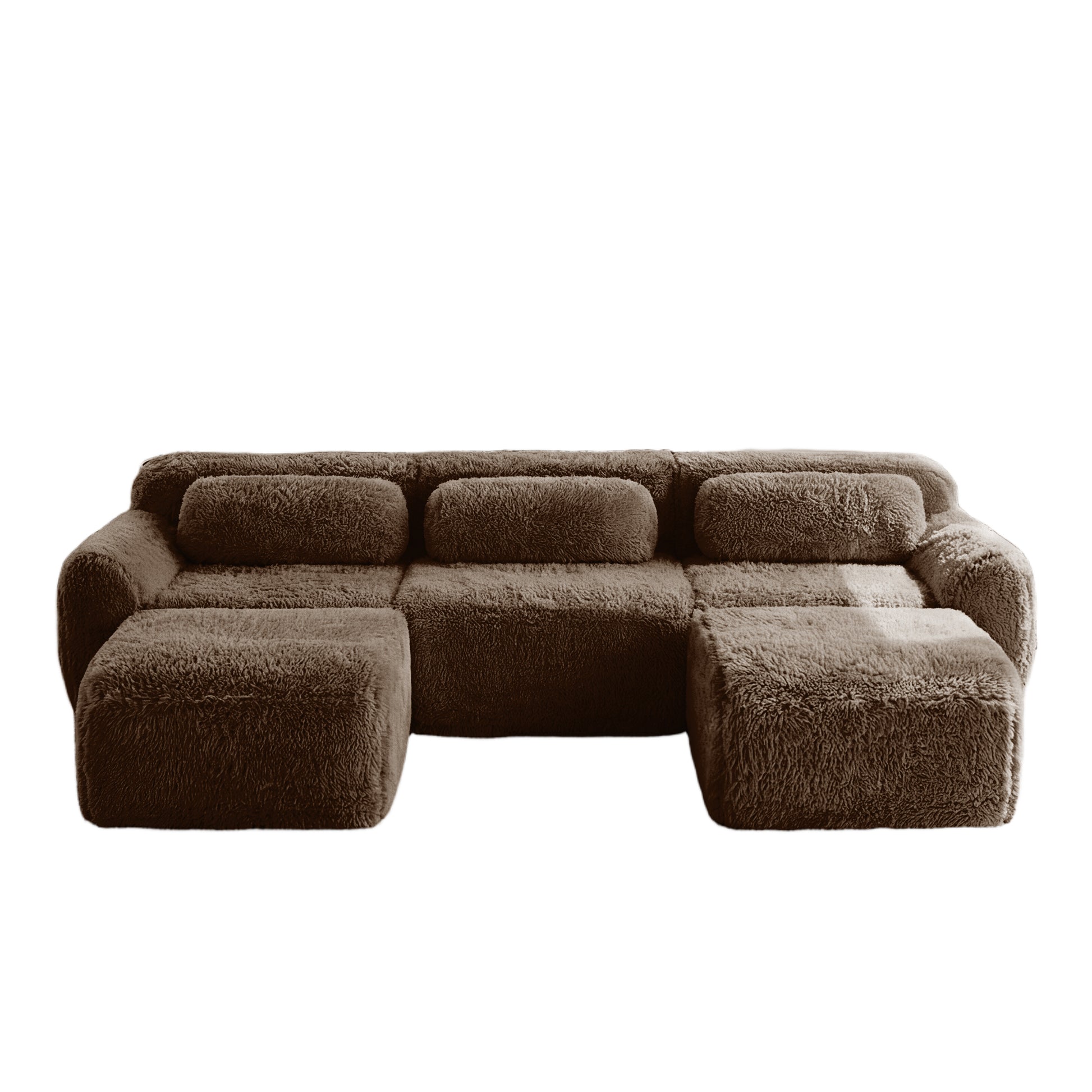 Durham brown sectional sofa showing front view isolated product image on white background