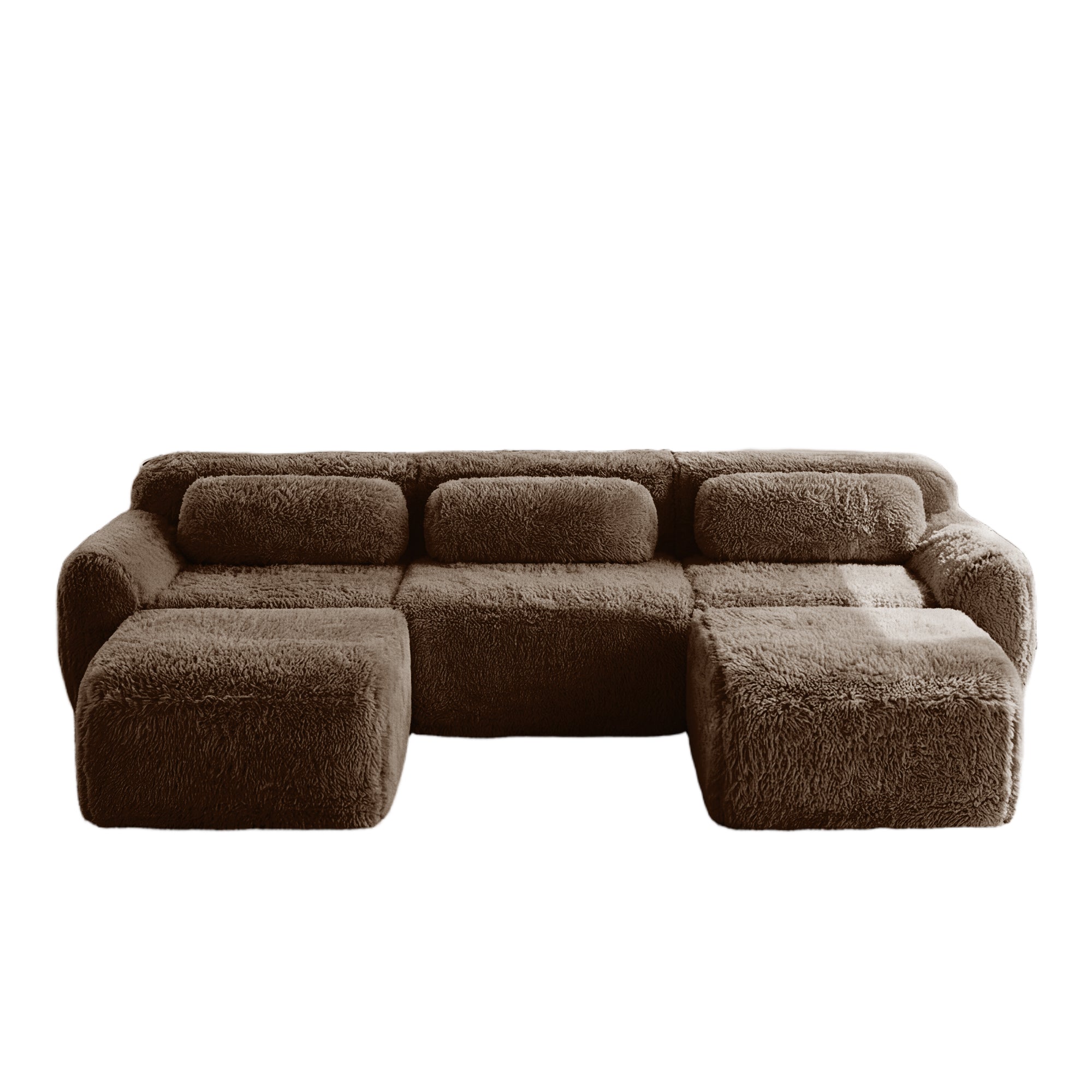Durham brown sectional sofa showing front view isolated product image on white background