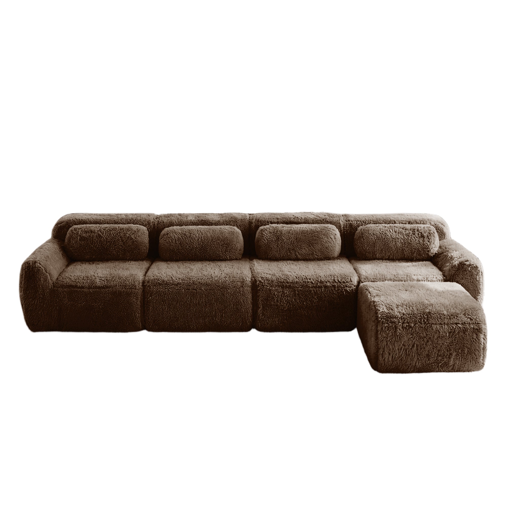 Durham brown sectional sofa showing front view isolated product image on white background