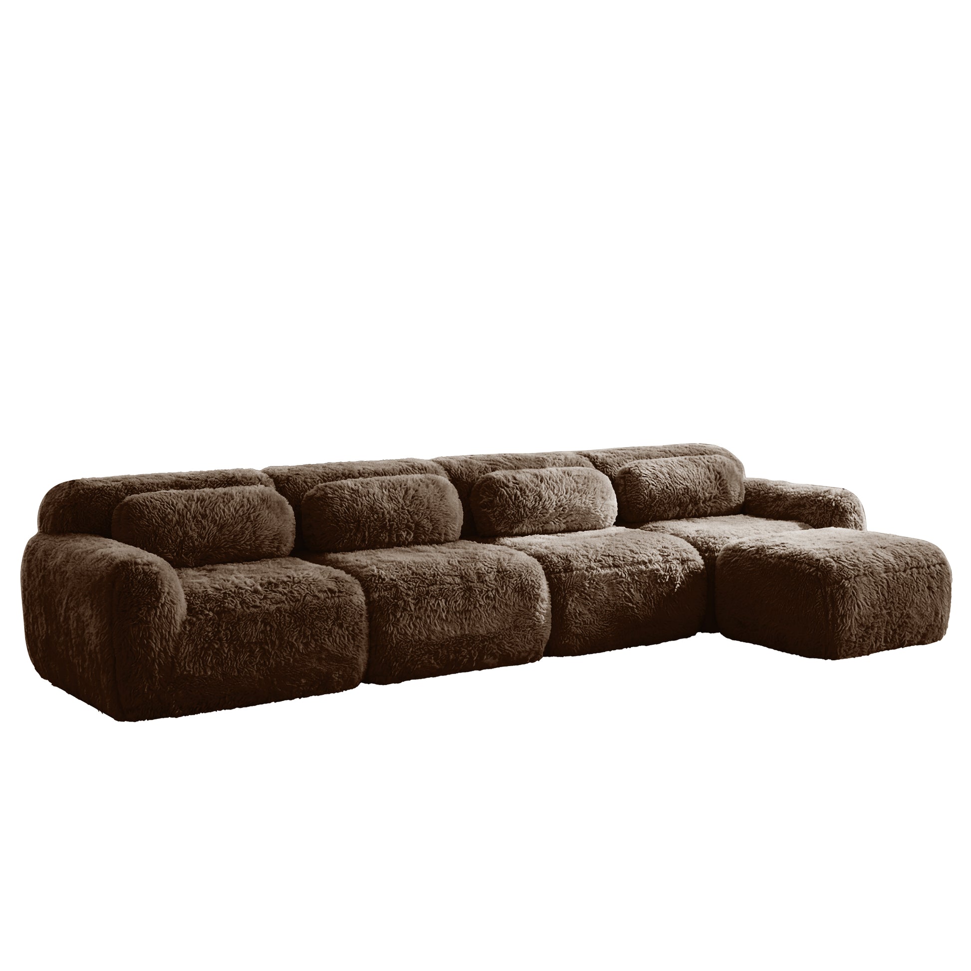 Durham brown sectional sofa showing angled view isolated product image on white background