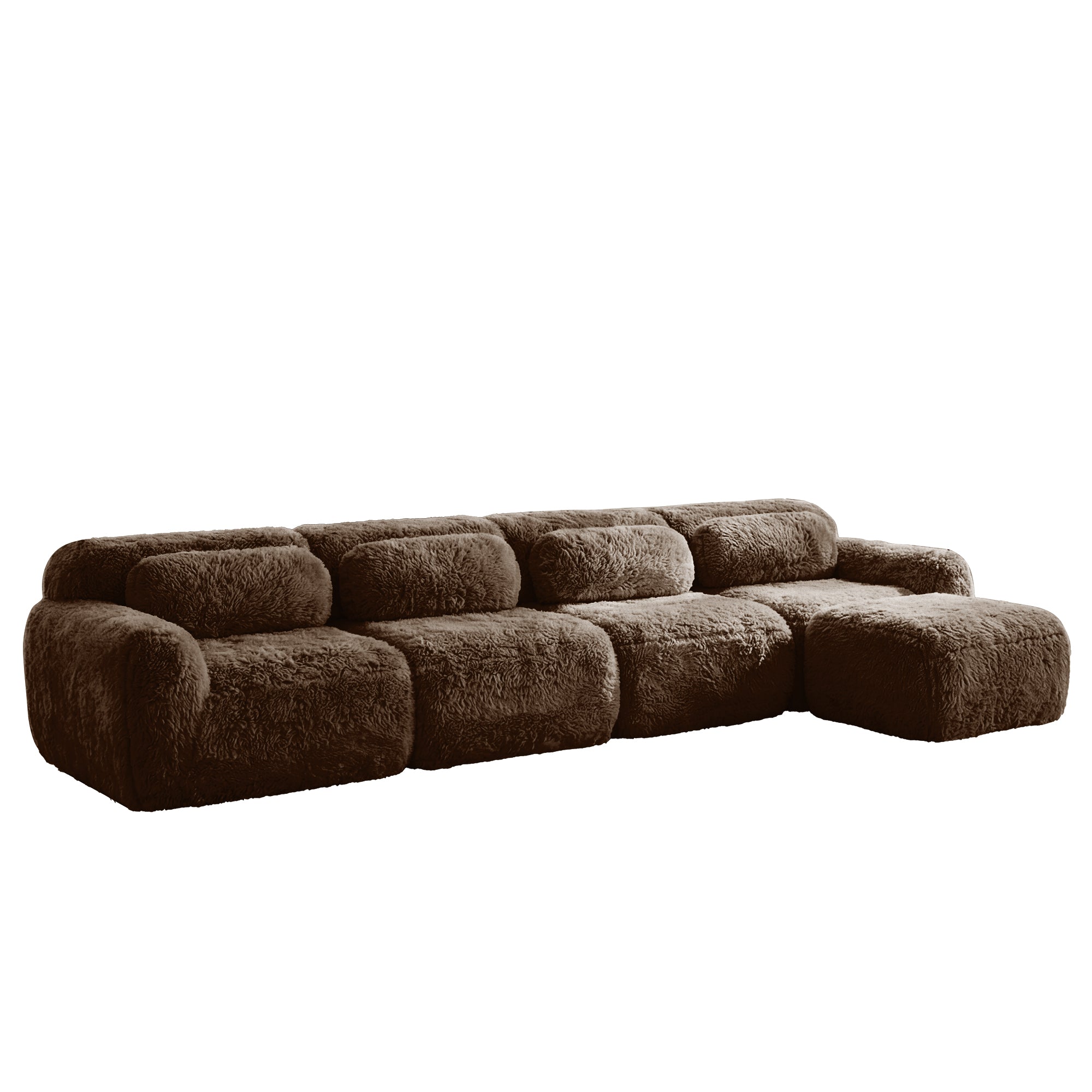 Durham brown sectional sofa showing angled view isolated product image on white background