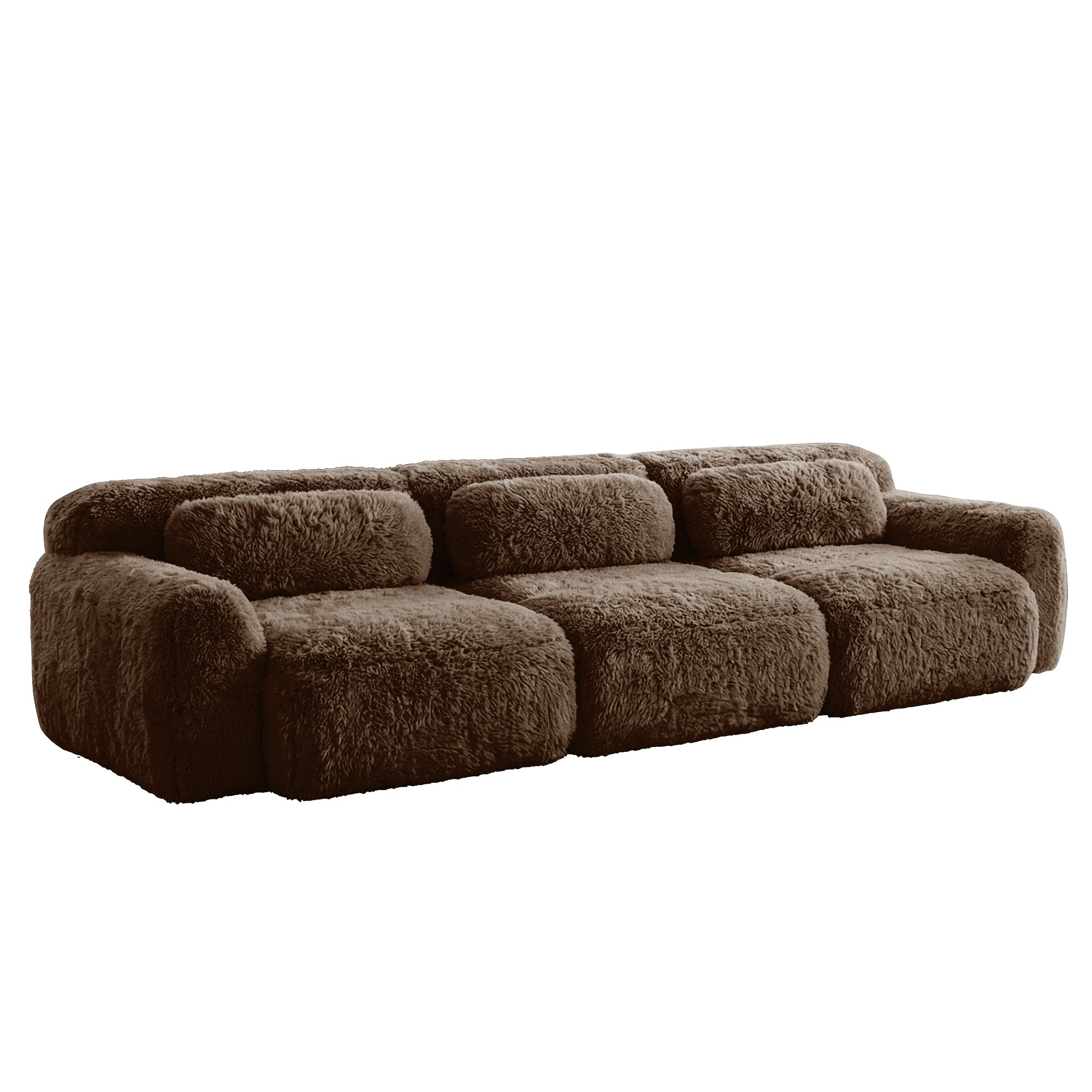 Durham brown sectional sofa showing angled front isolated plush sectional image on white background