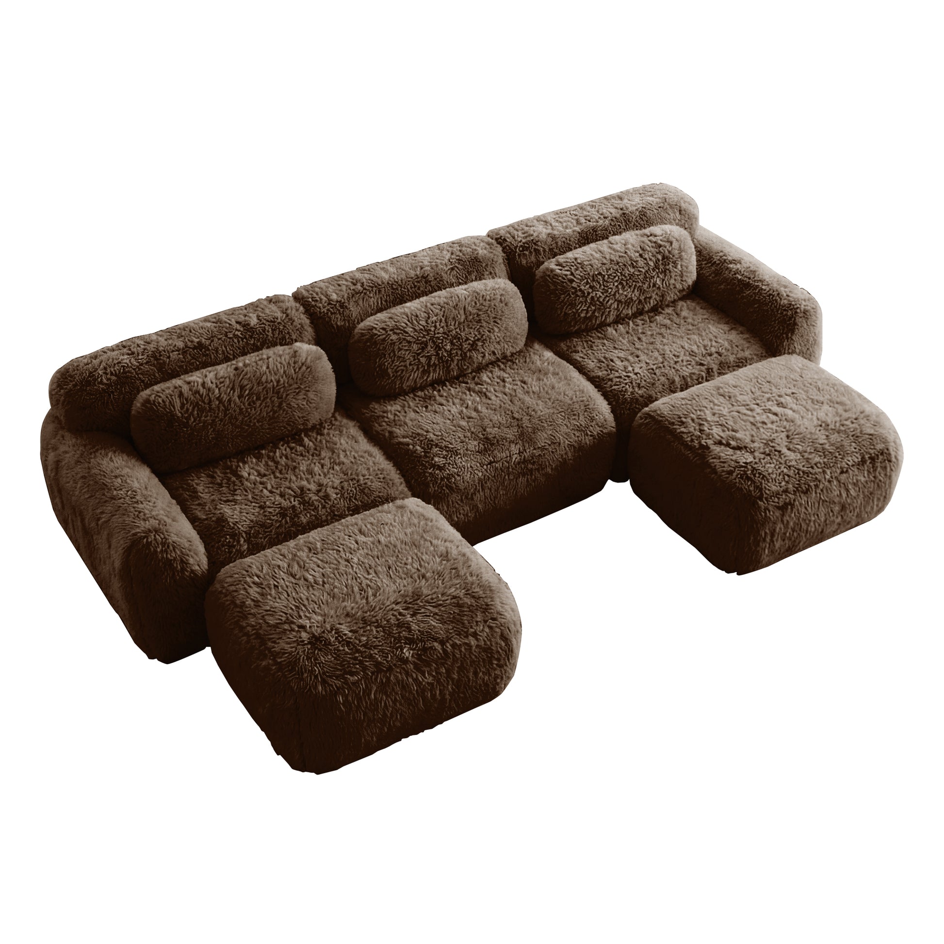 Durham brown sectional sofa showing top angled view isolated product image on white background