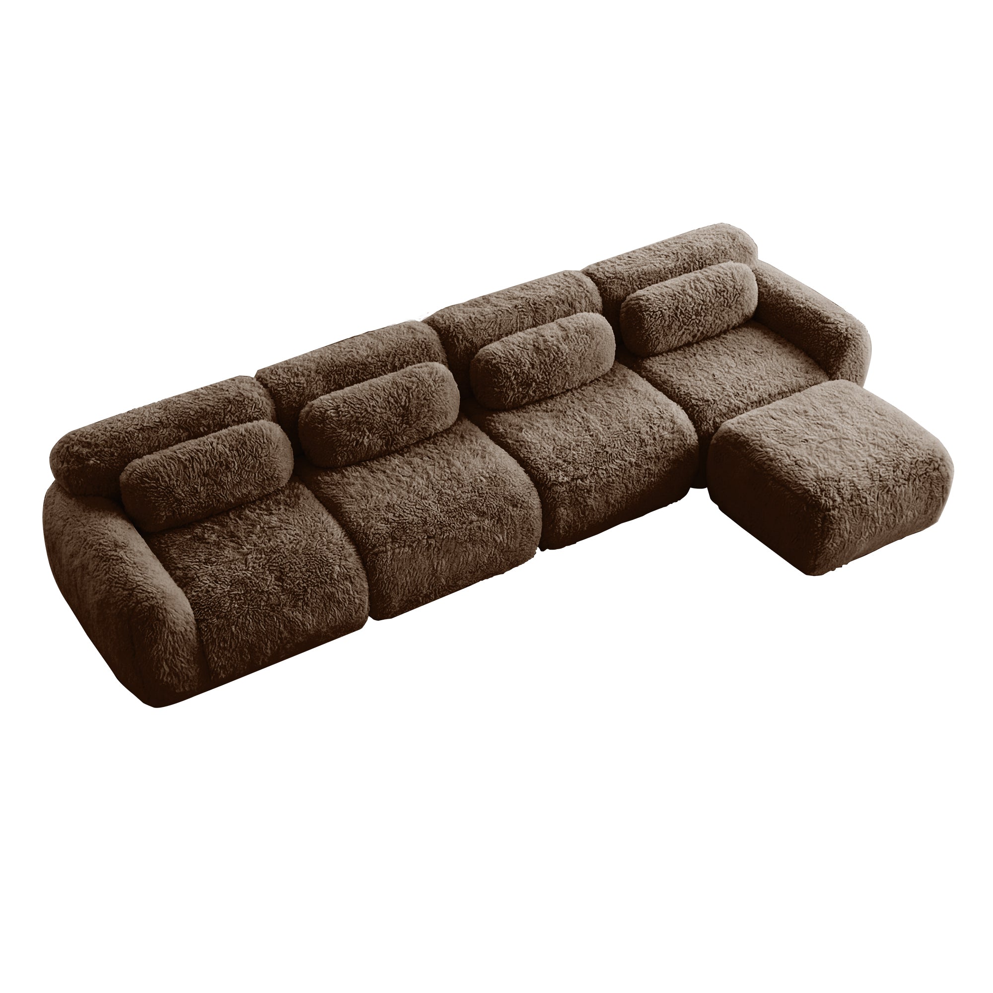 Durham brown sectional sofa showing top angled view isolated product image on white background