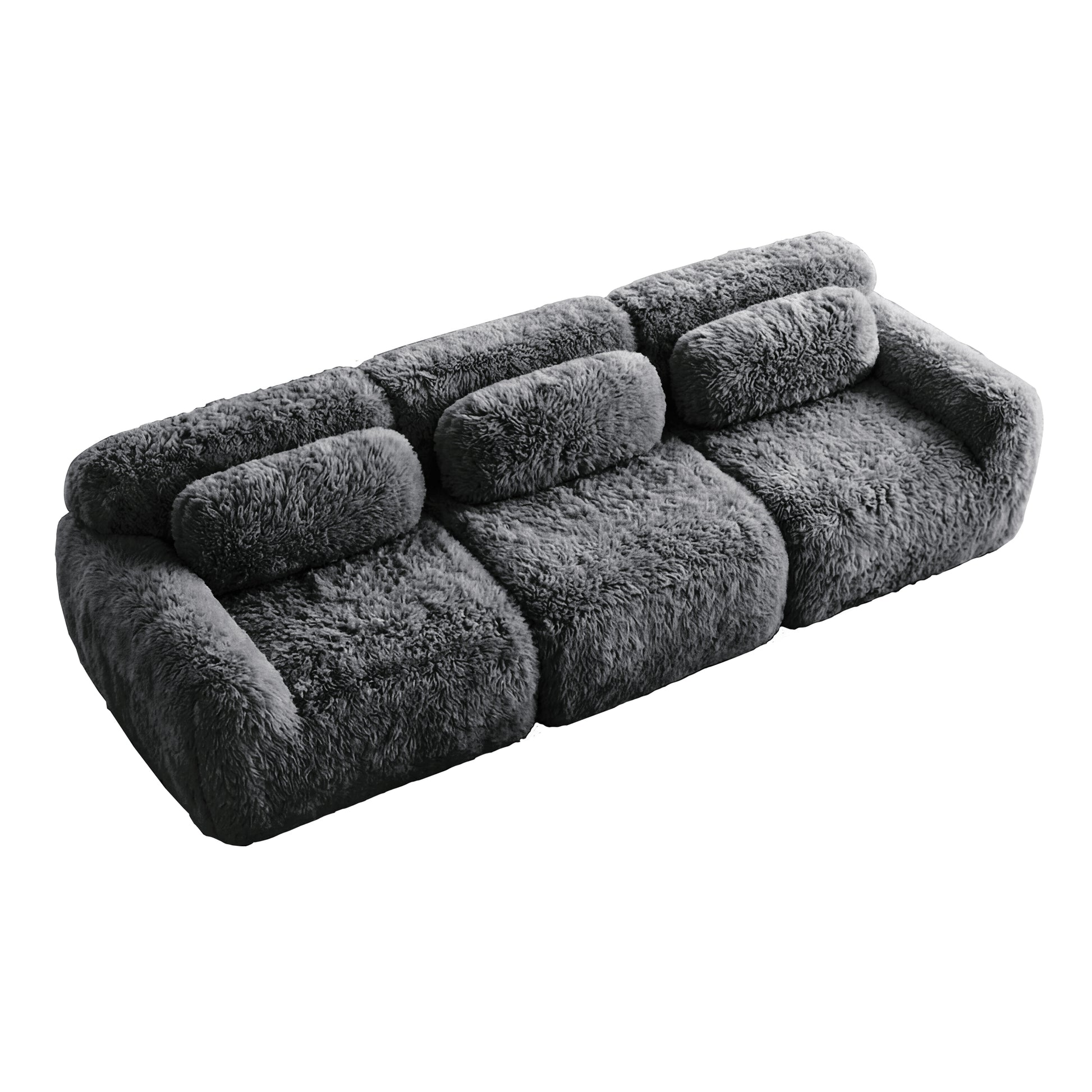 Durham dark grey sectional sofa showing angled isolated deep seat modular sectional image on white background