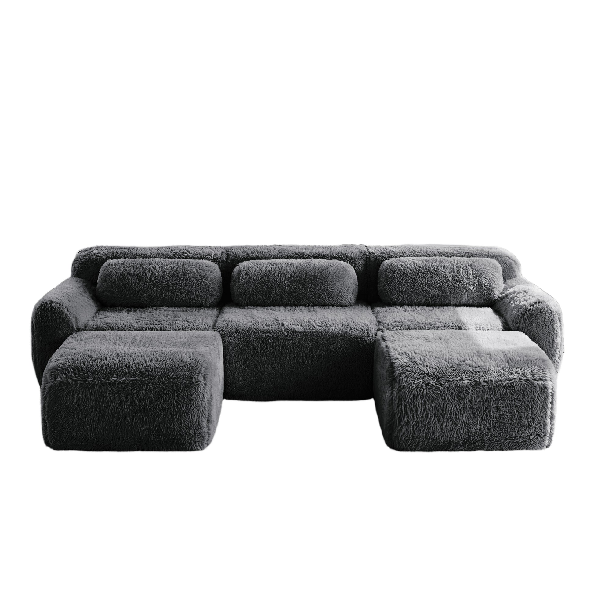 Durham grey sectional sofa showing front view isolated product image on white background