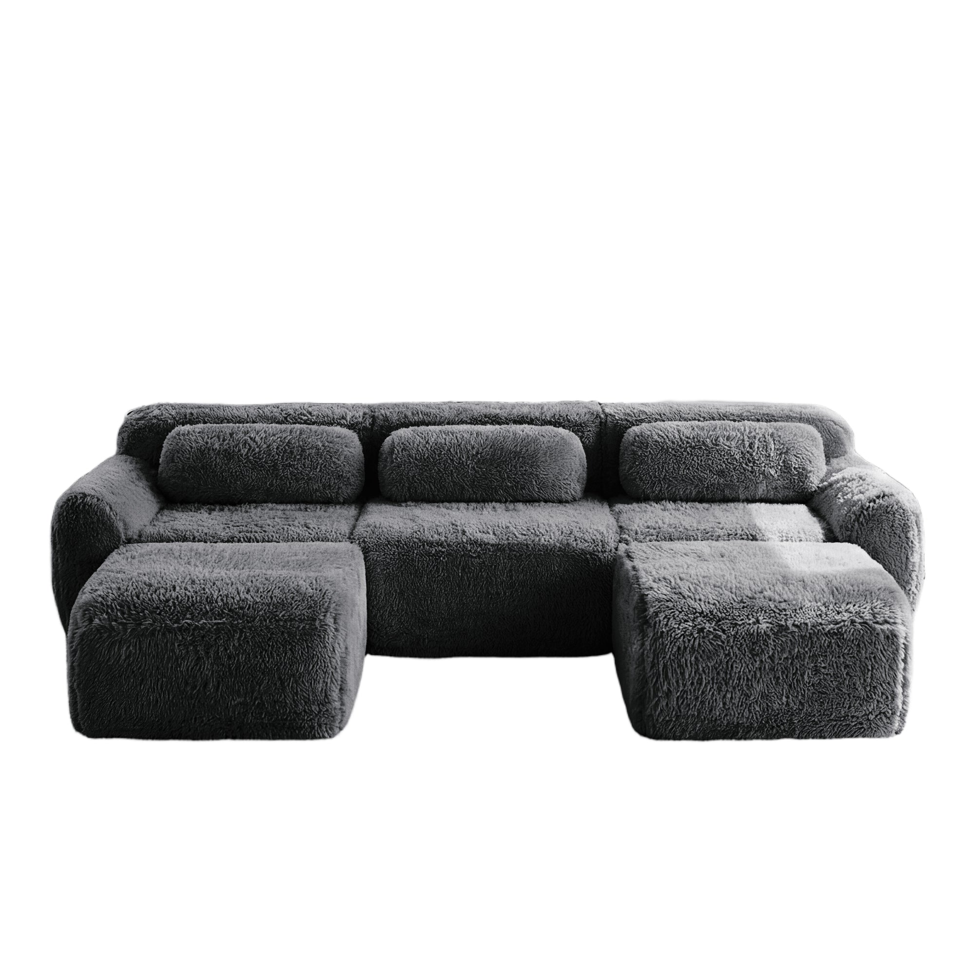 Durham grey sectional sofa showing front view isolated product image on white background