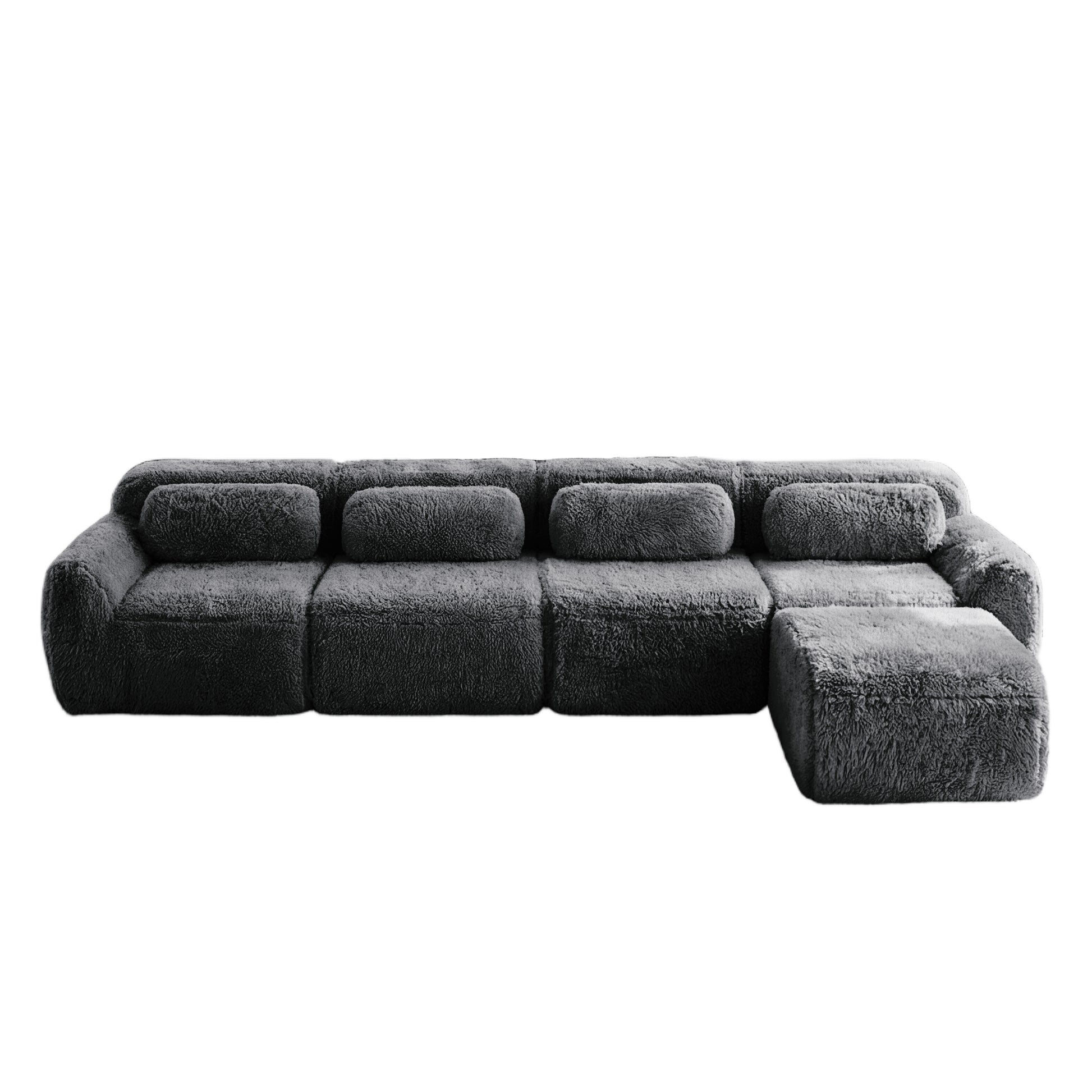 Durham grey sectional sofa showing front view isolated product image on white background
