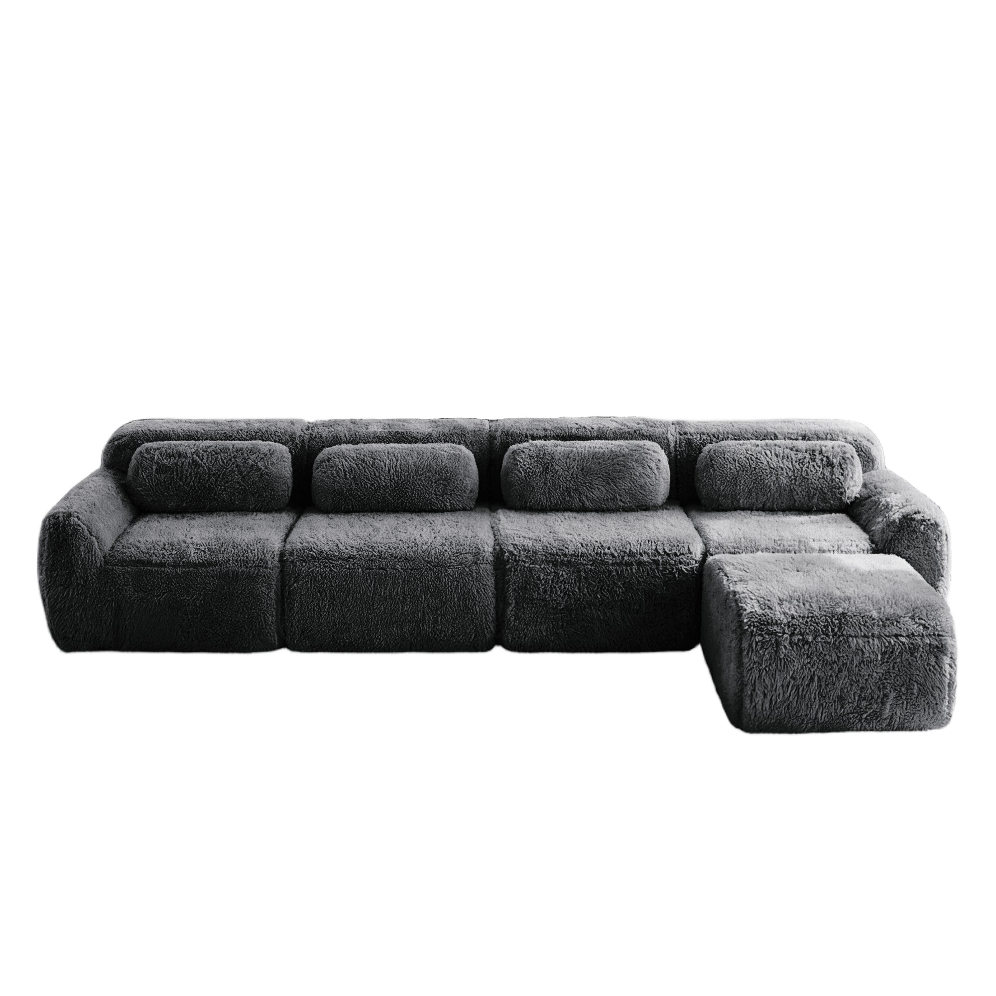 Durham grey sectional sofa showing front view isolated product image on white background