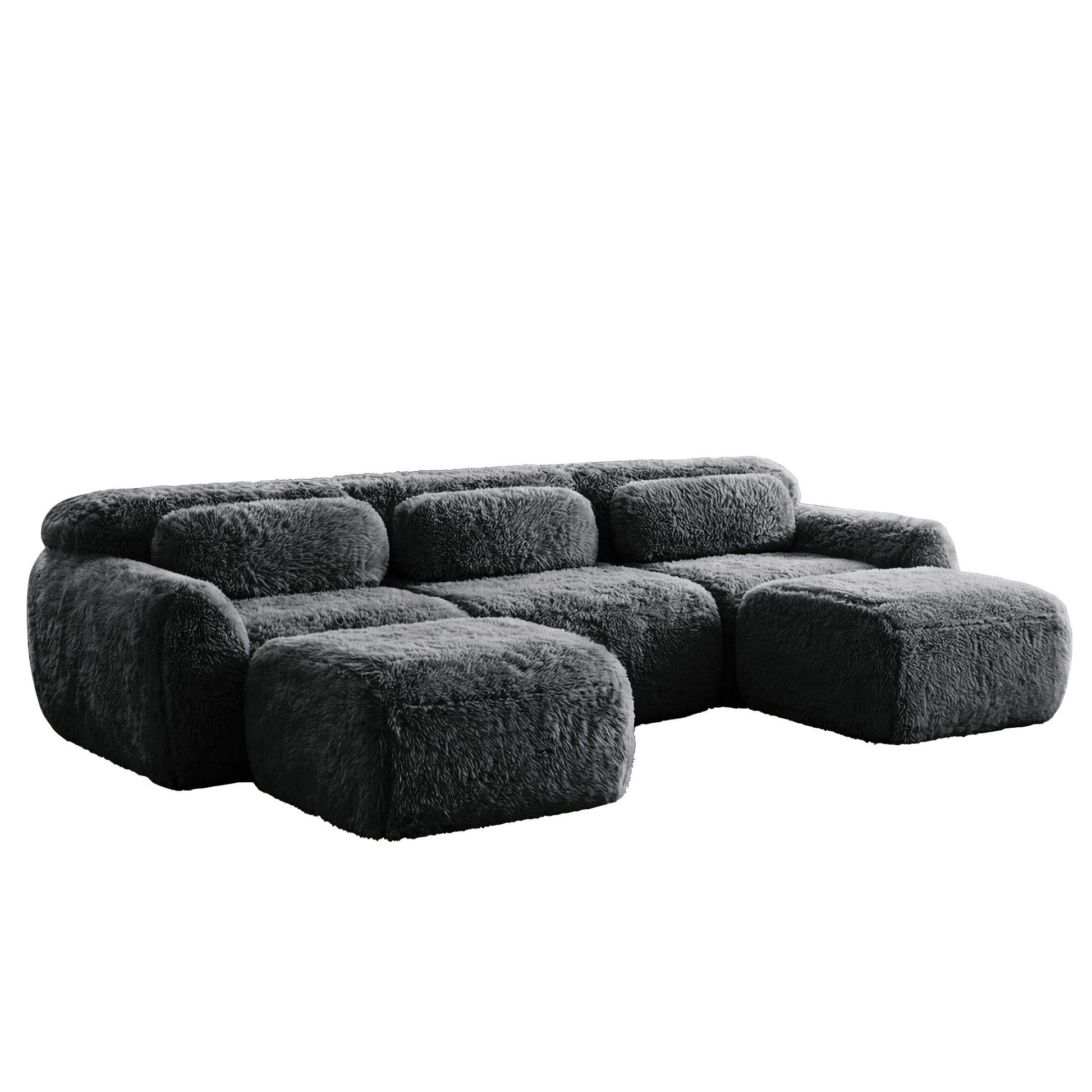 Durham grey sectional sofa showing angled view isolated product image on white background