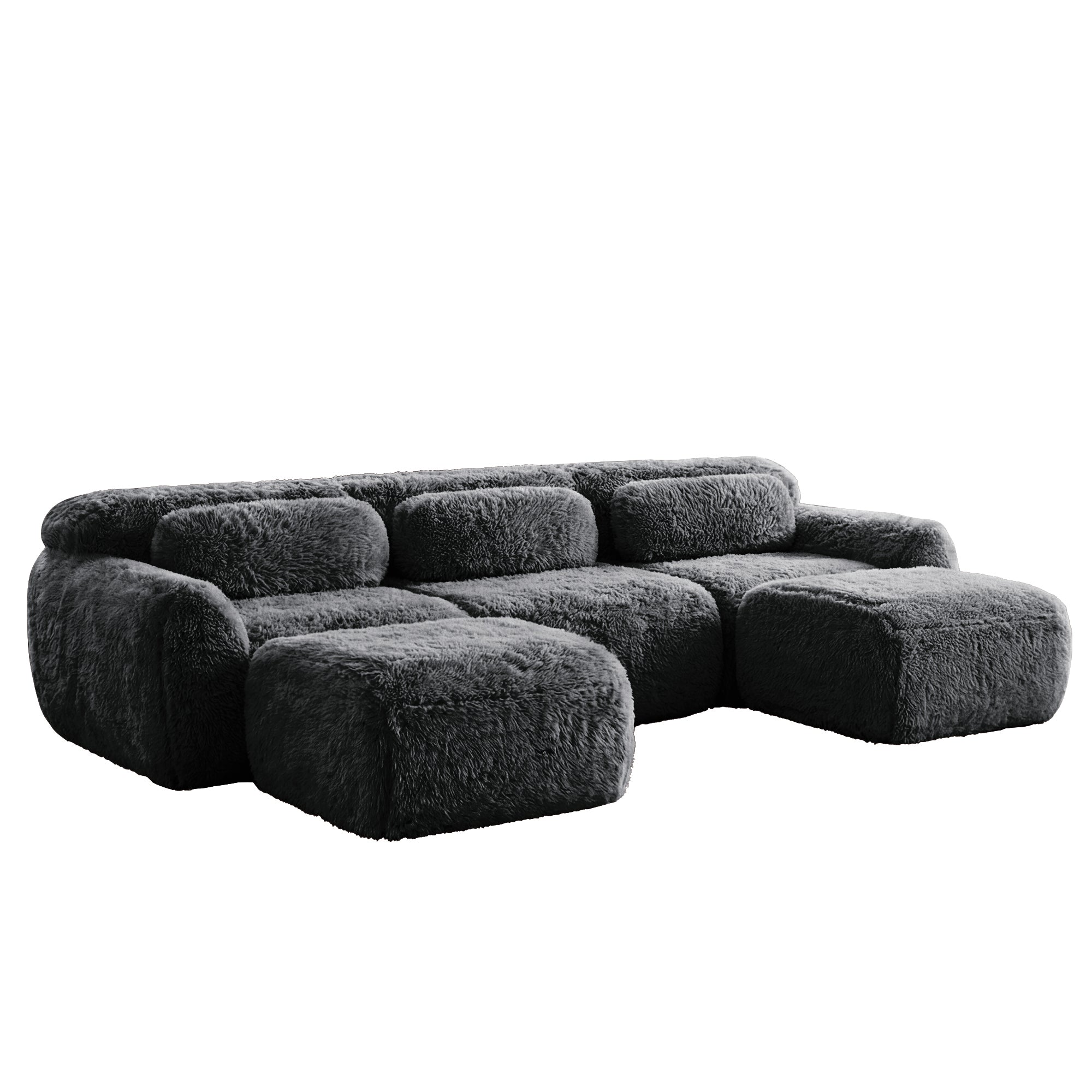 Durham grey sectional sofa showing angled view isolated product image on white background
