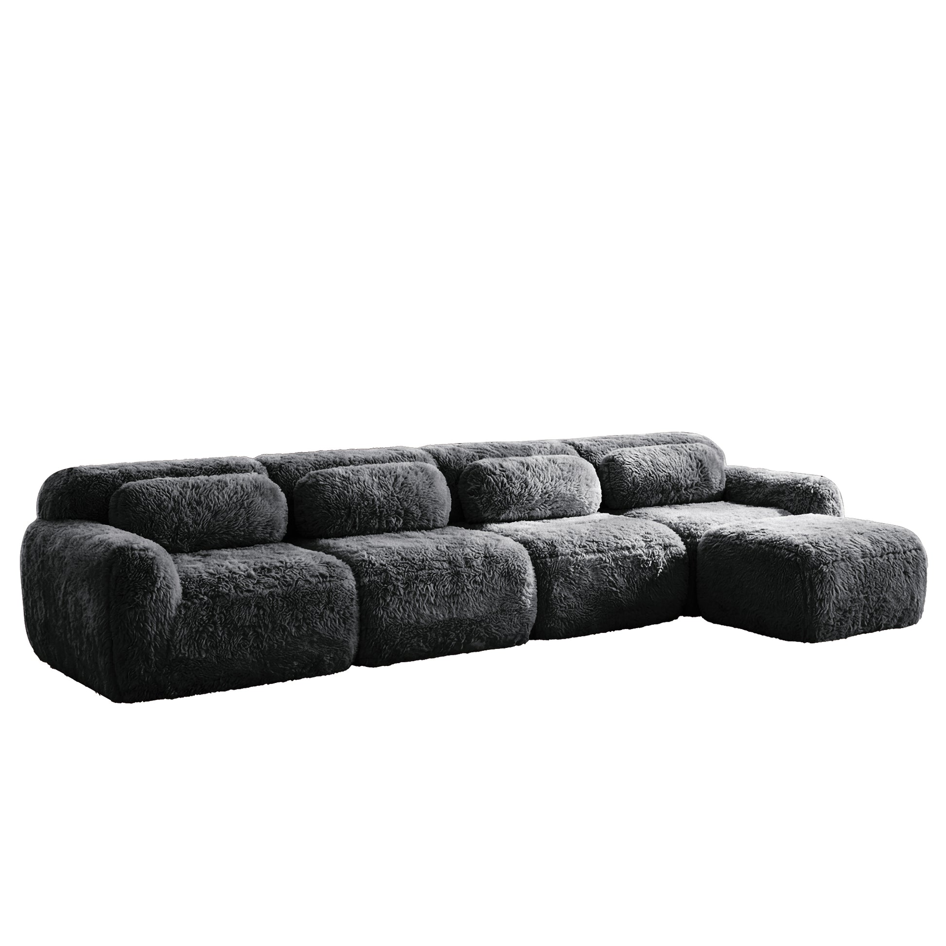 Durham grey sectional sofa showing angled view isolated product image on white background
