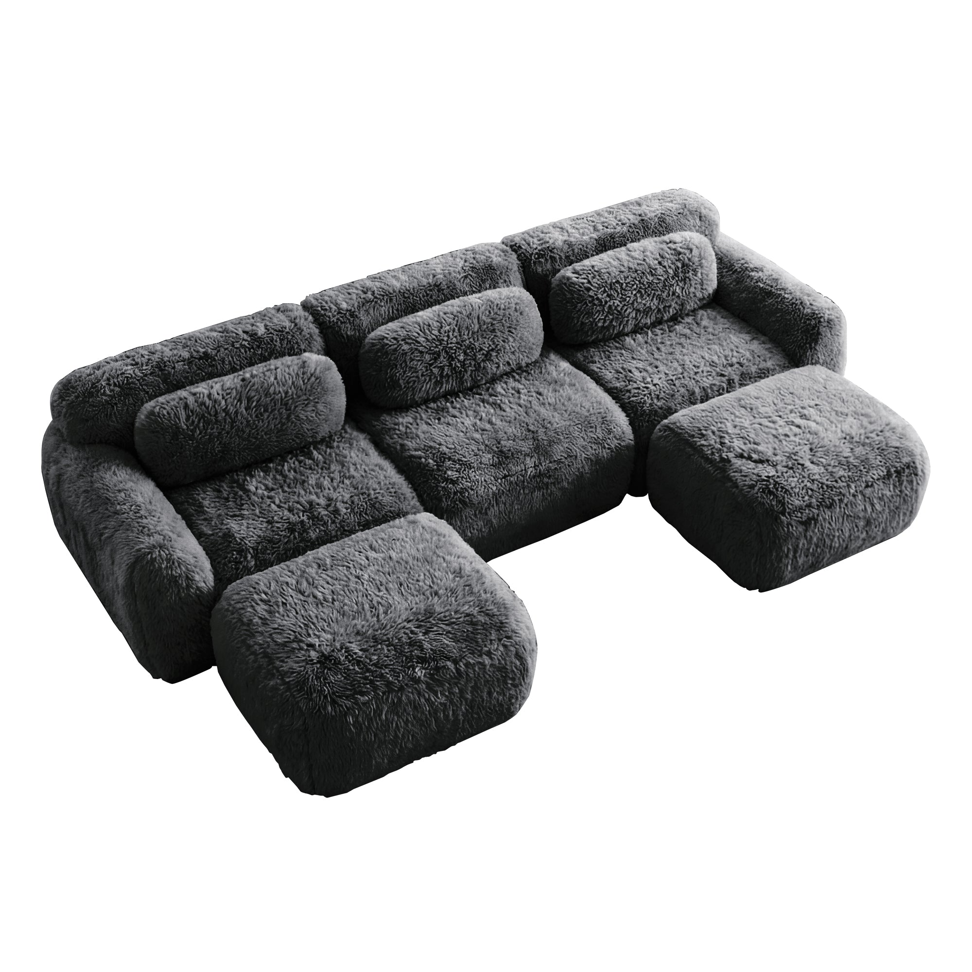 Durham grey sectional sofa showing top angled view isolated product image on white background