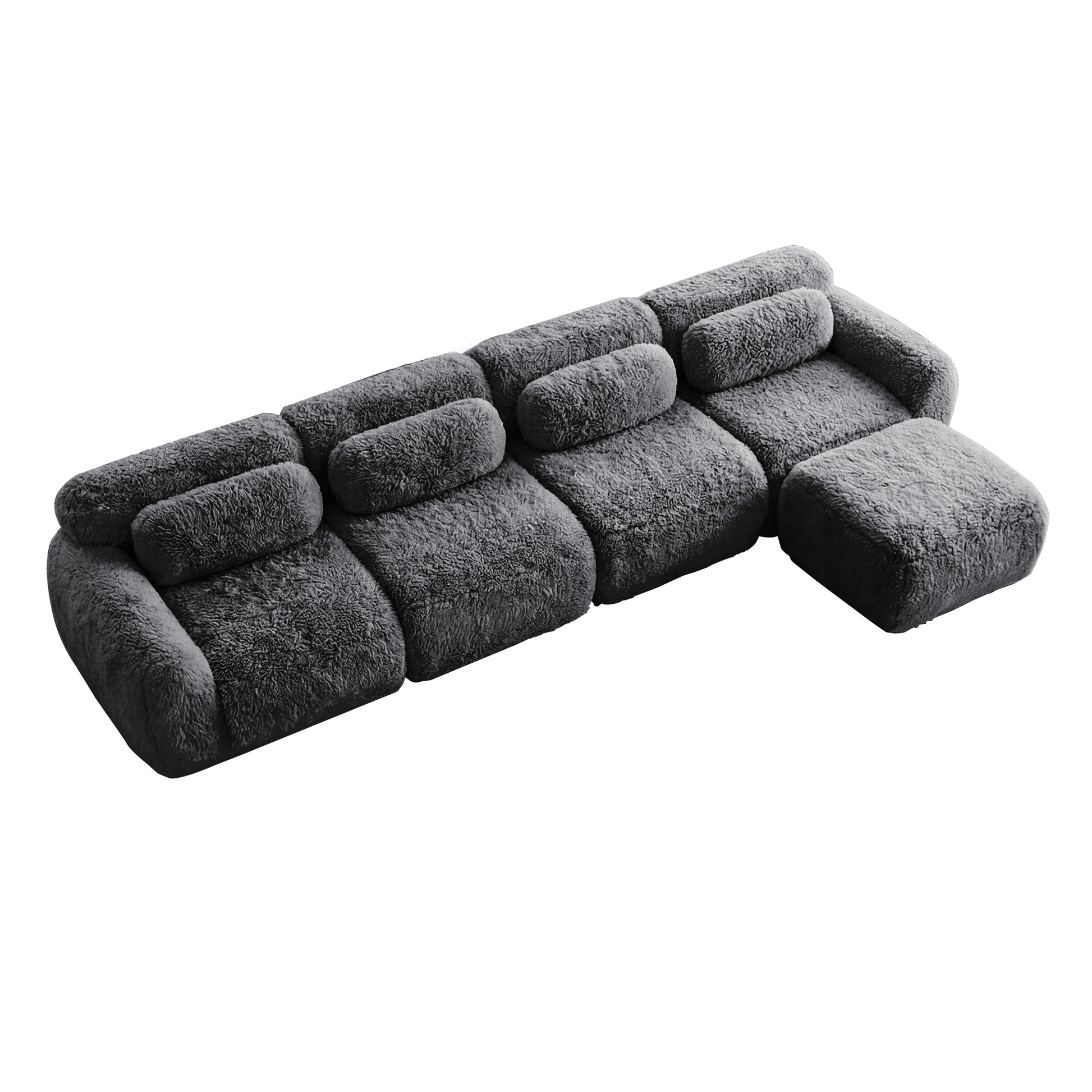 Durham grey sectional sofa showing top angled view isolated product image on white background