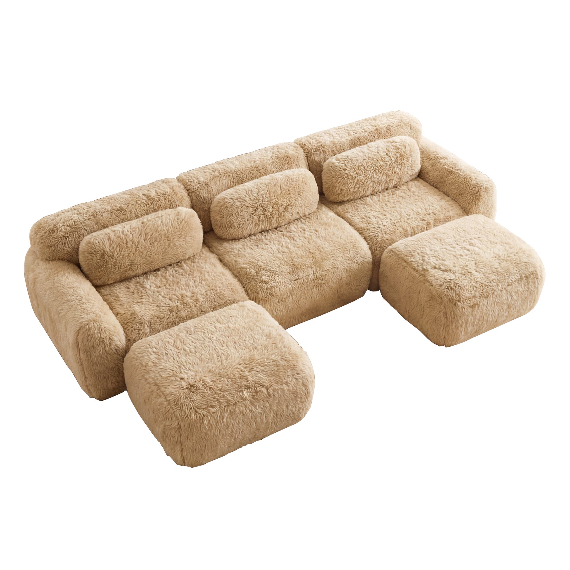Durham khaki sectional sofa showing top angled view isolated product image on white background