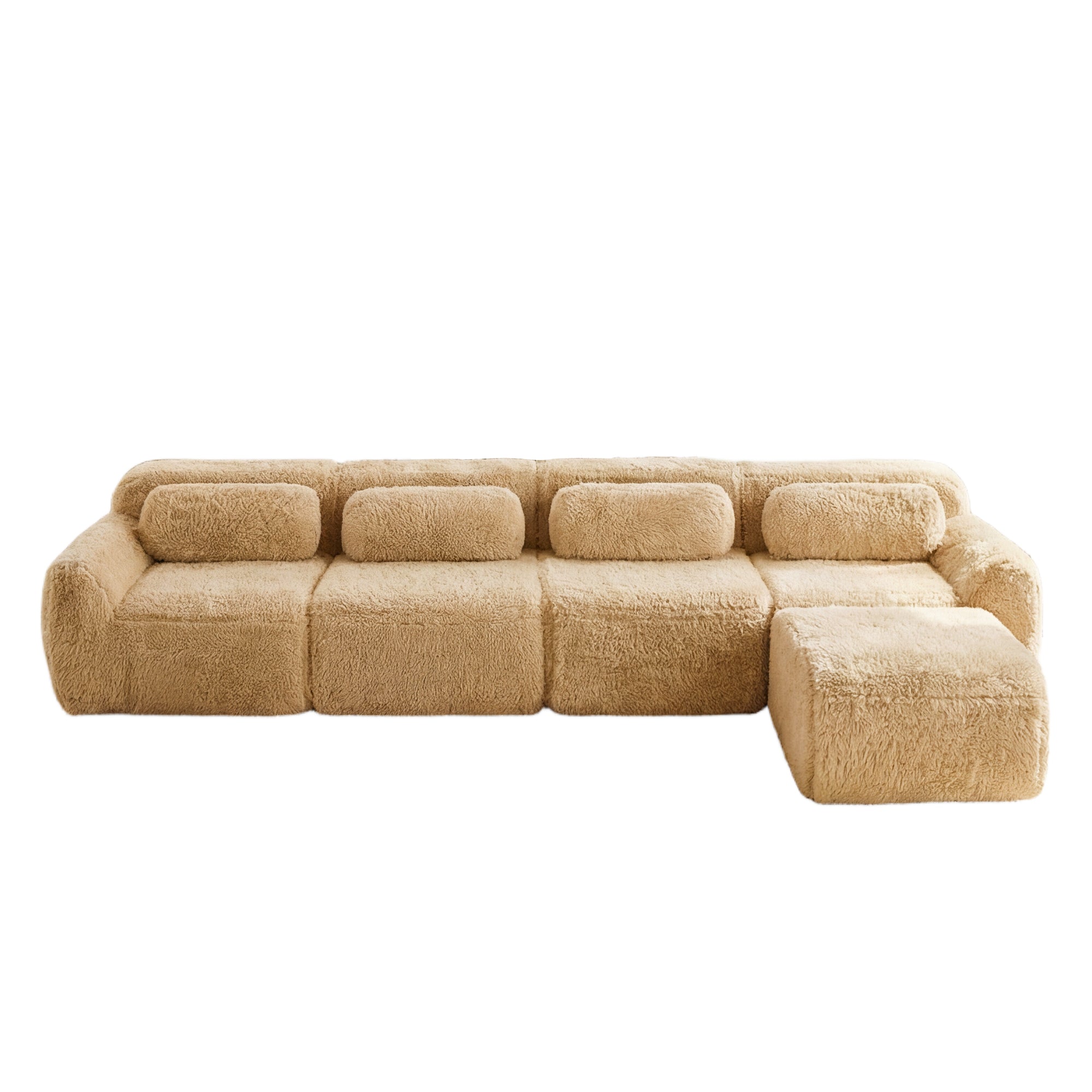 Durham khaki sectional sofa showing full front view isolated on white background