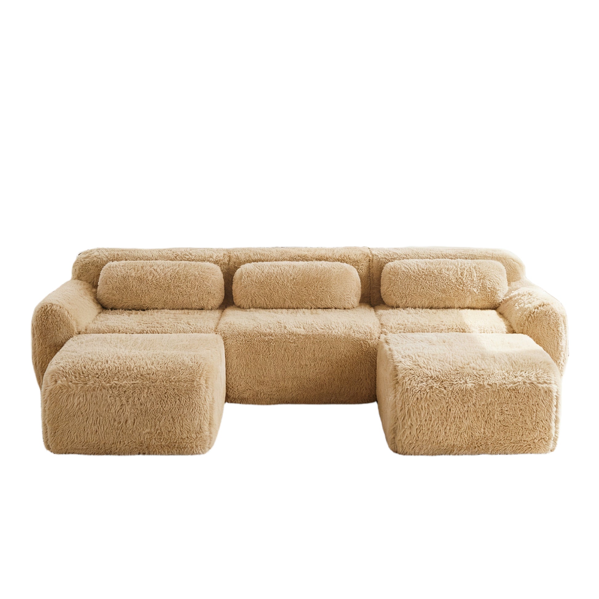 Durham khaki sectional sofa showing front view isolated product image on white background