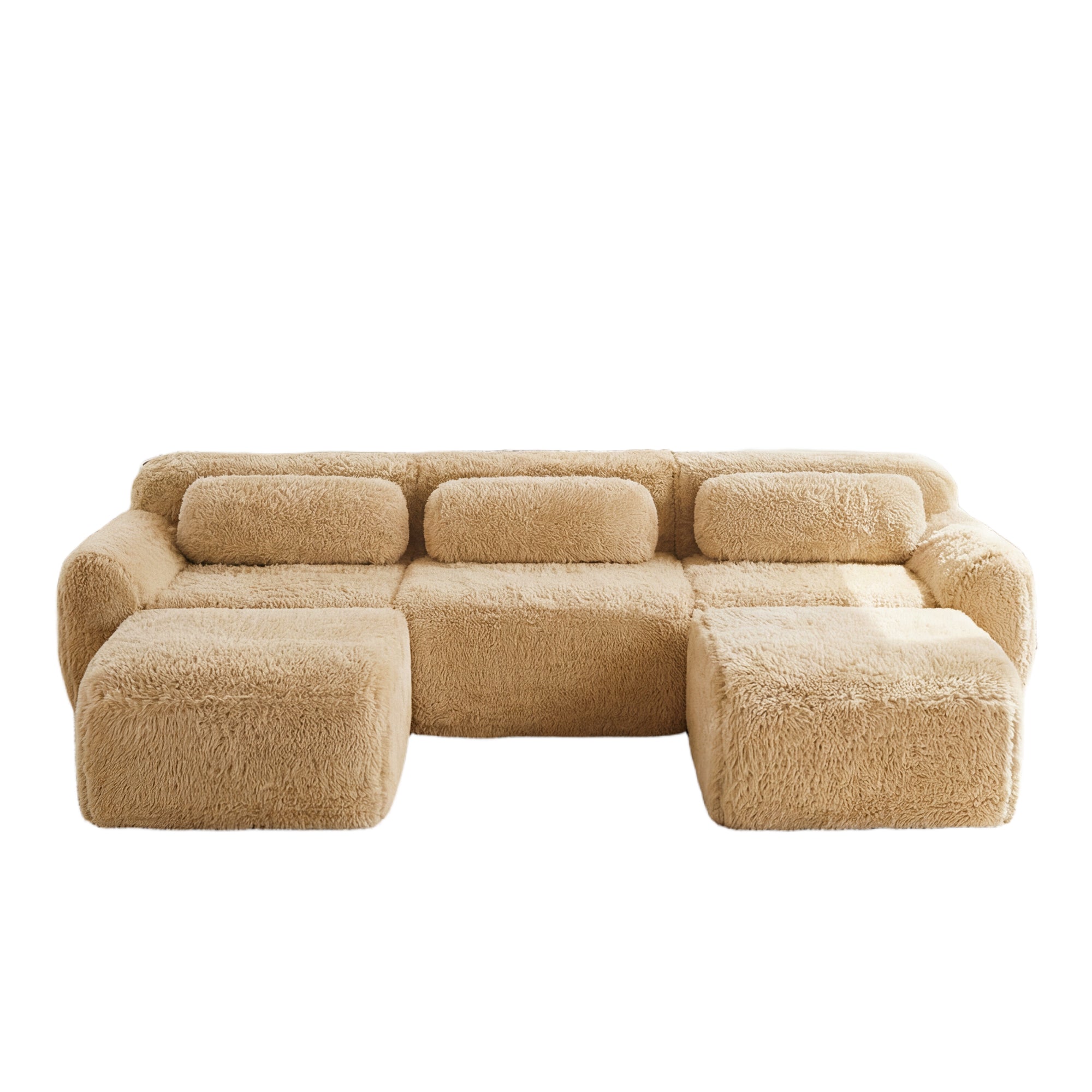 Durham khaki sectional sofa showing front view isolated product image on white background