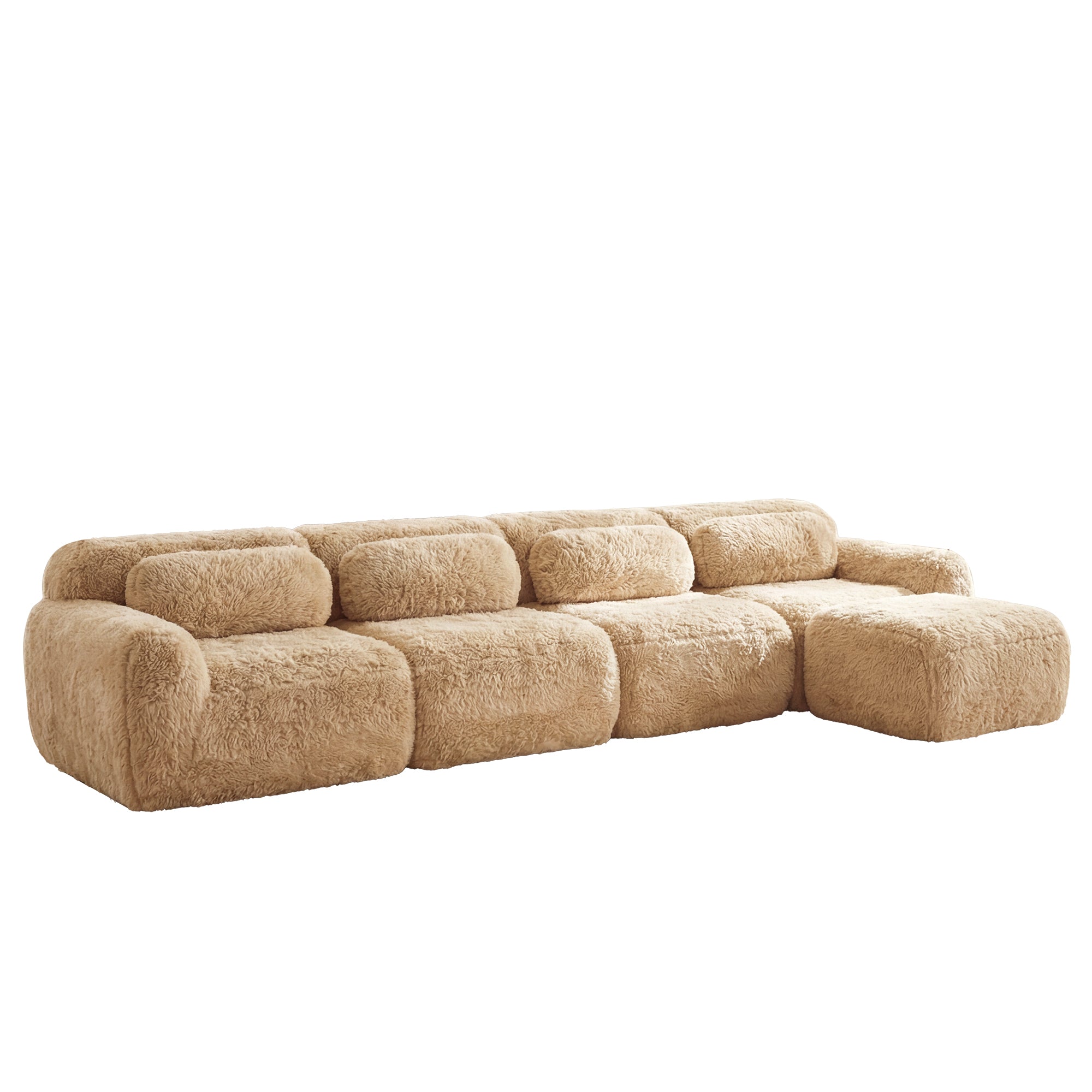 Durham khaki sectional sofa showing angled front view isolated on white background