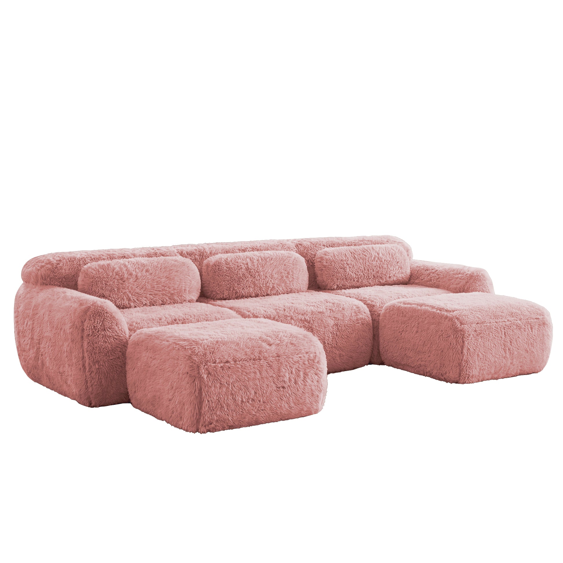 Durham pink sectional sofa showing angled view isolated product image on white background