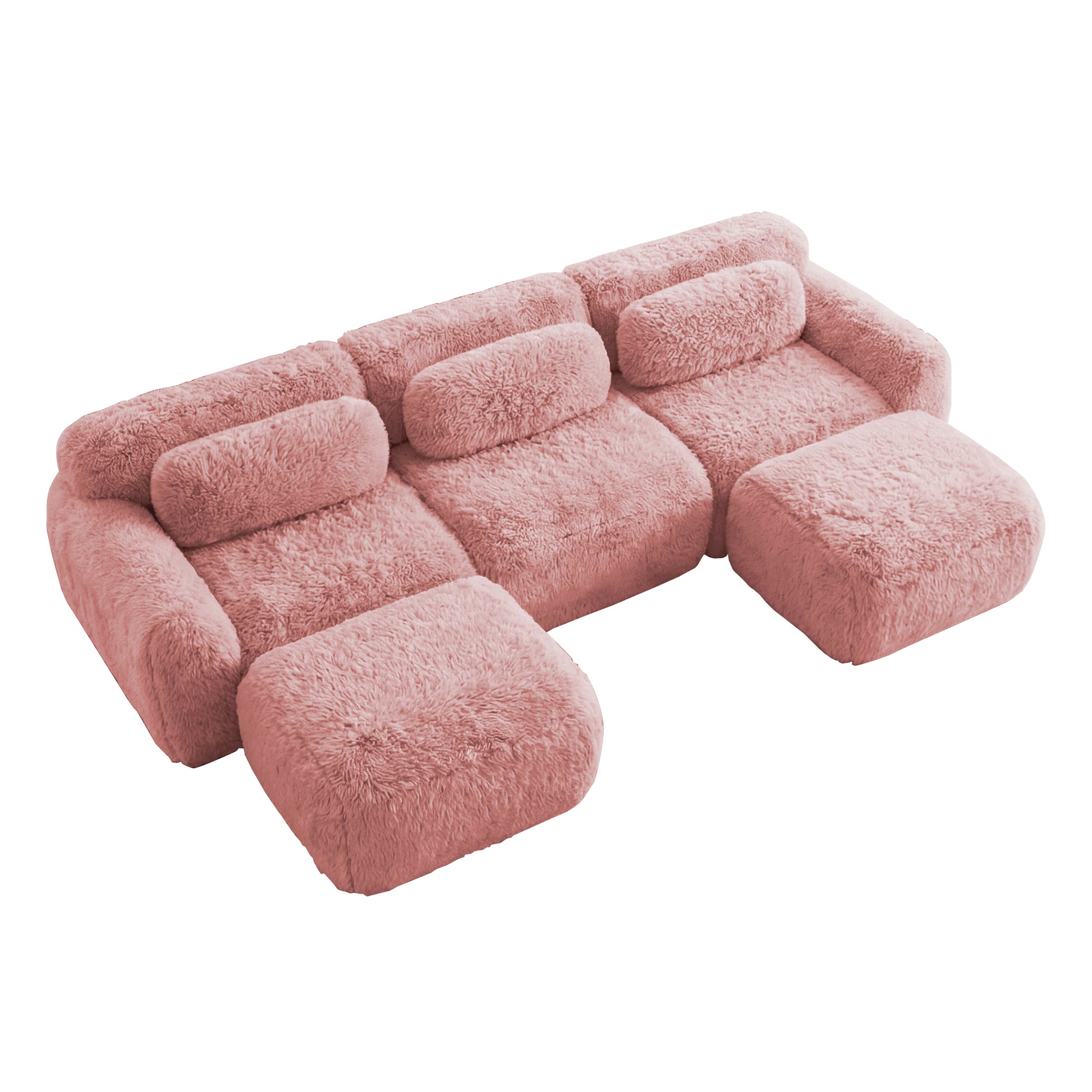 Durham pink sectional sofa showing top angled view isolated product image on white background