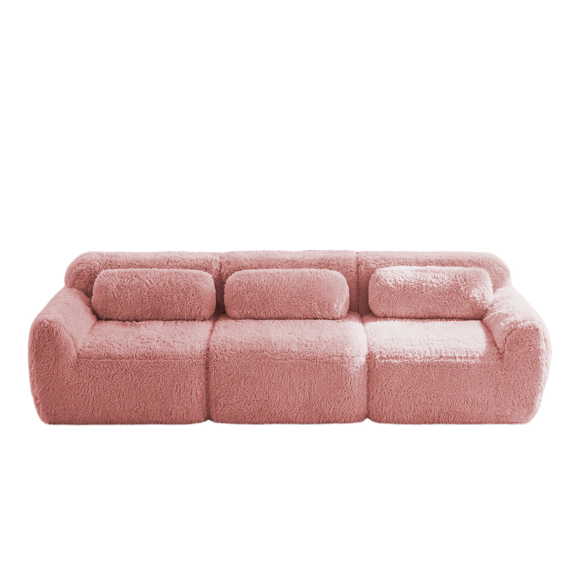 Durham pink sectional sofa showing front view isolated product image on white background