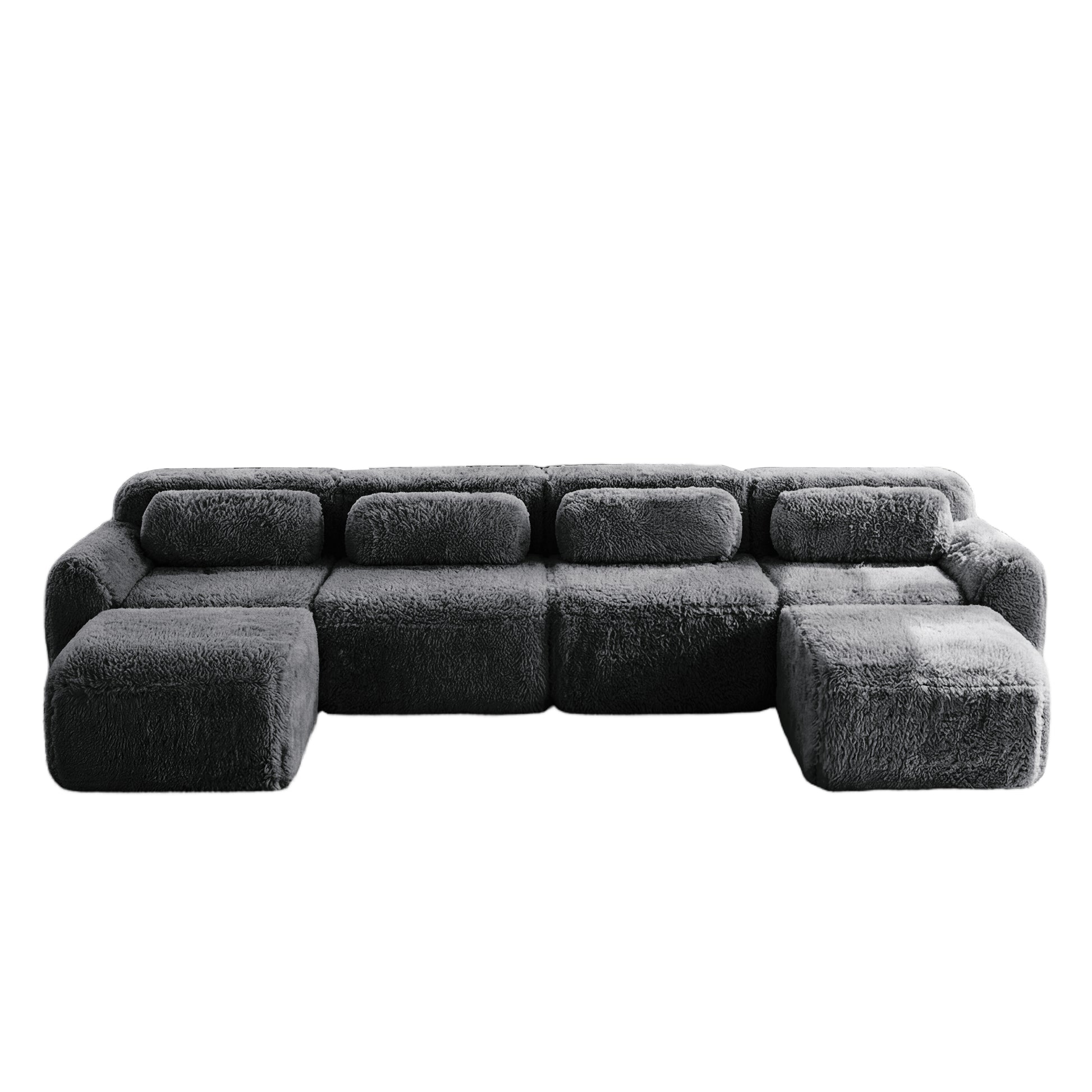 Durham grey U-shaped sectional sofa showing front view isolated product image on white background