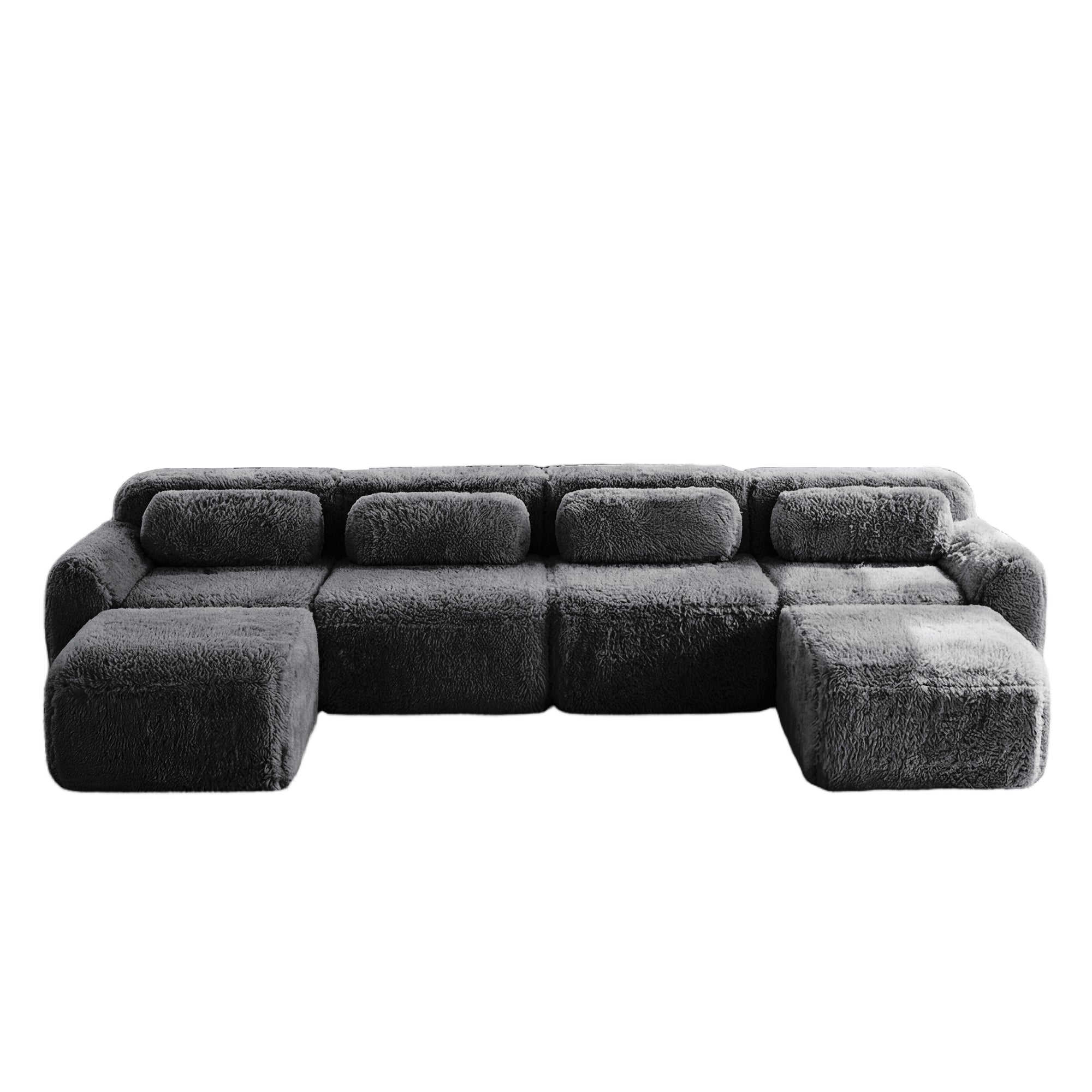 Durham grey U-shaped sectional sofa showing front view isolated product image on white background