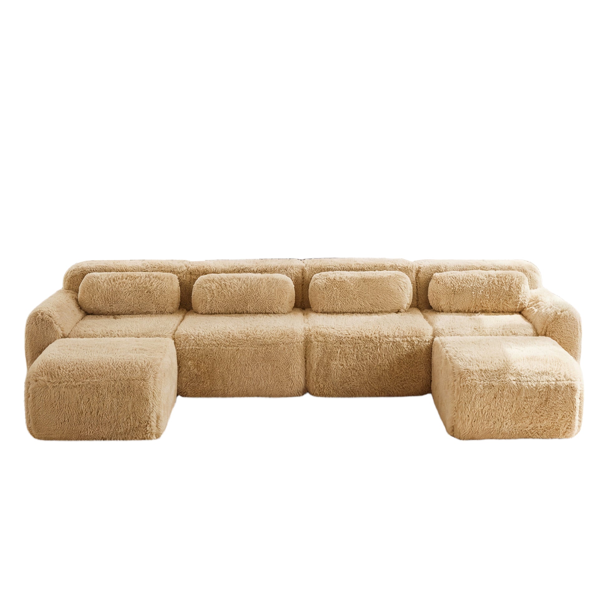 Durham khaki U-shaped sectional sofa showing front view isolated product image on white background
