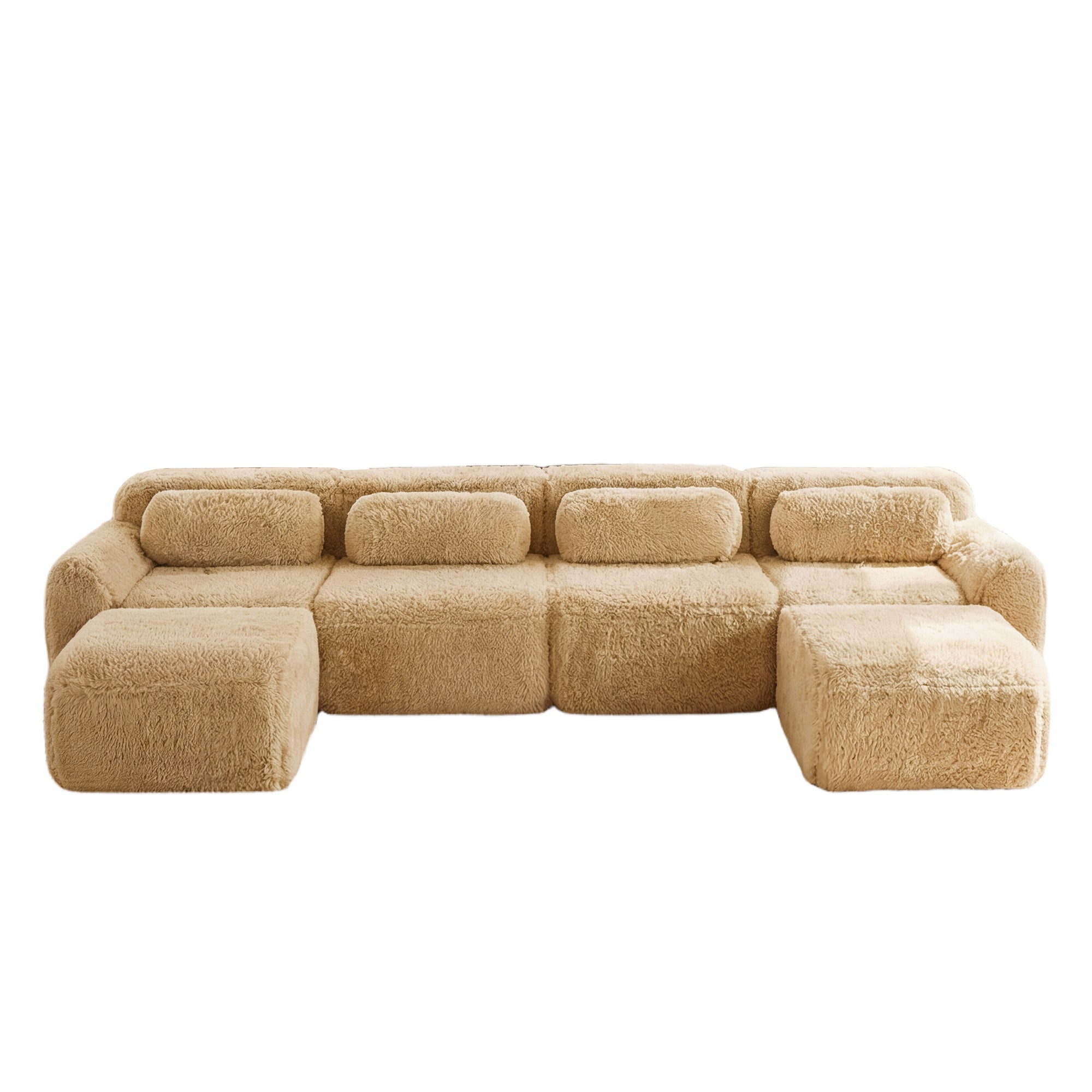 Durham khaki U-shaped sectional sofa showing front view isolated product image on white background