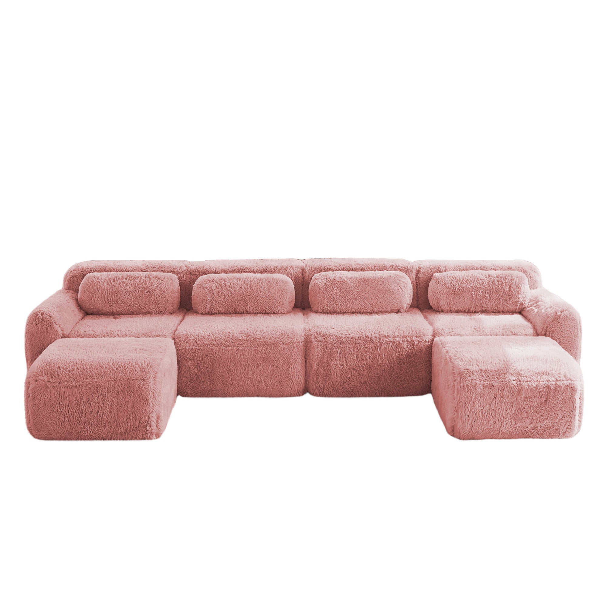 Durham pink U-shaped sectional sofa showing front view isolated product image on white background