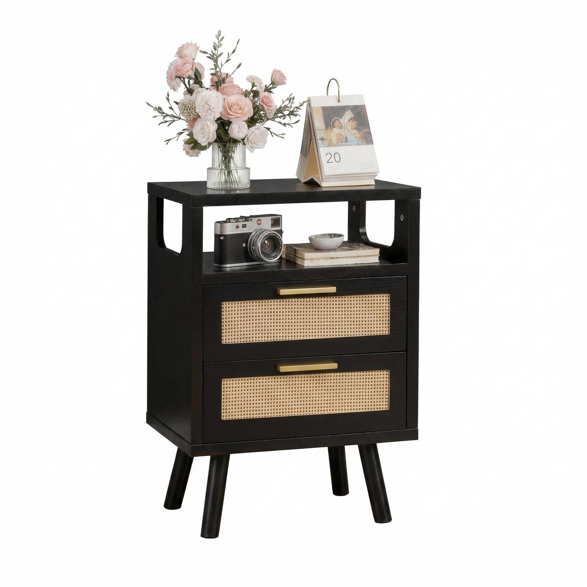 Elowen black nightstand isolated product image on white background
