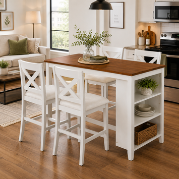 Erie 5 Pieces Counter Height Wooden Bar Table Set with Built-In Storage