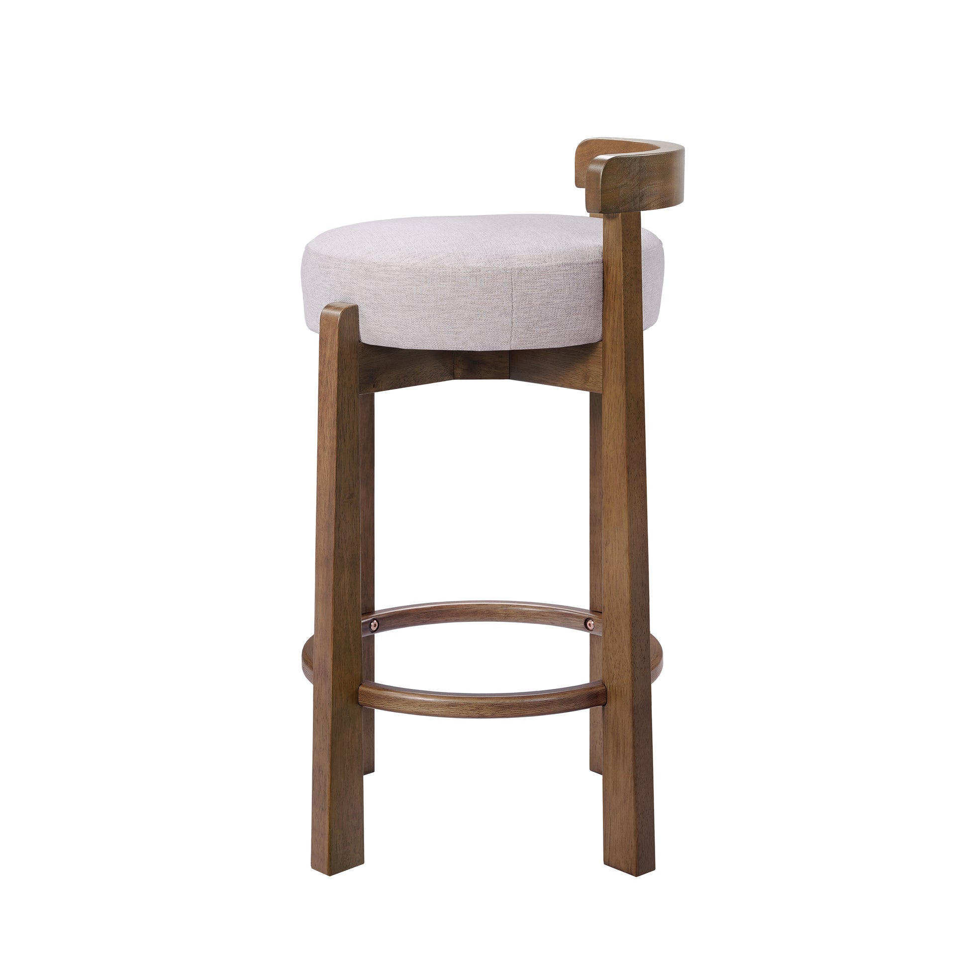 Etna gray upholstered bar stool side view