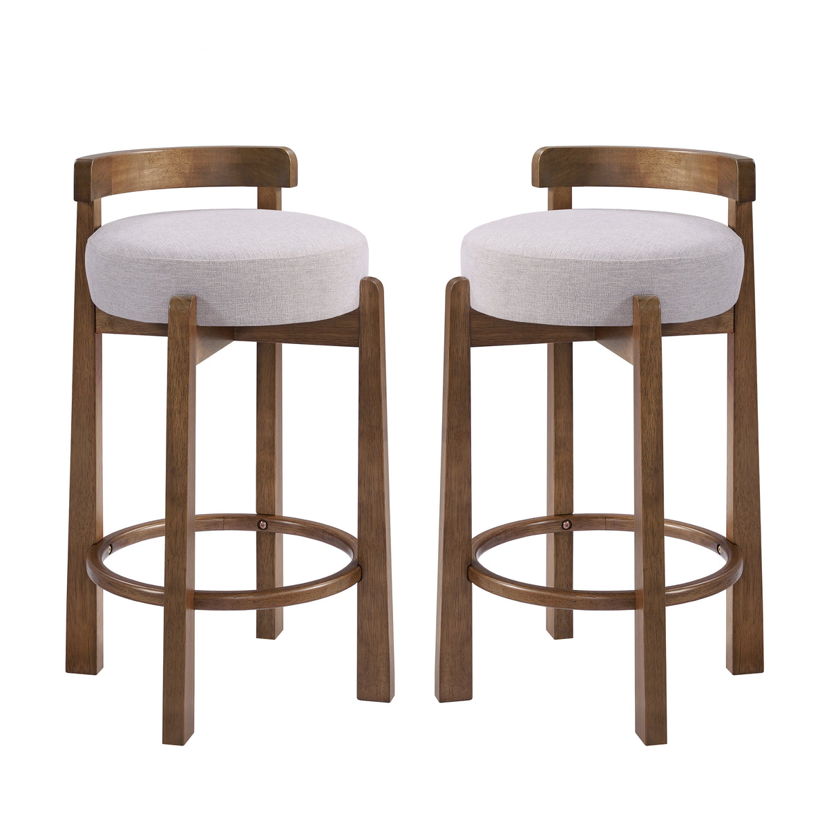 Etna gray upholstered bar stools front view