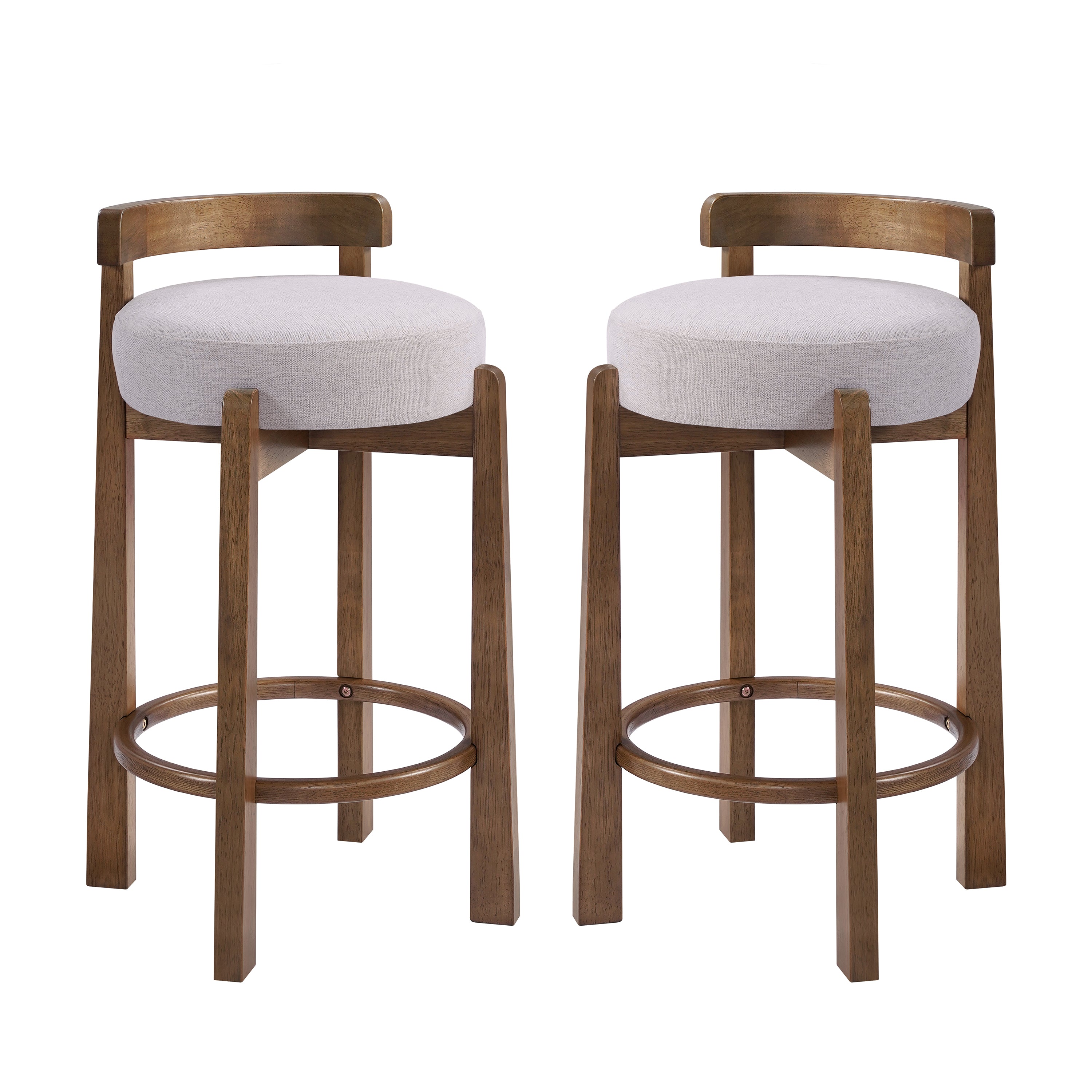Etna gray upholstered bar stools front view