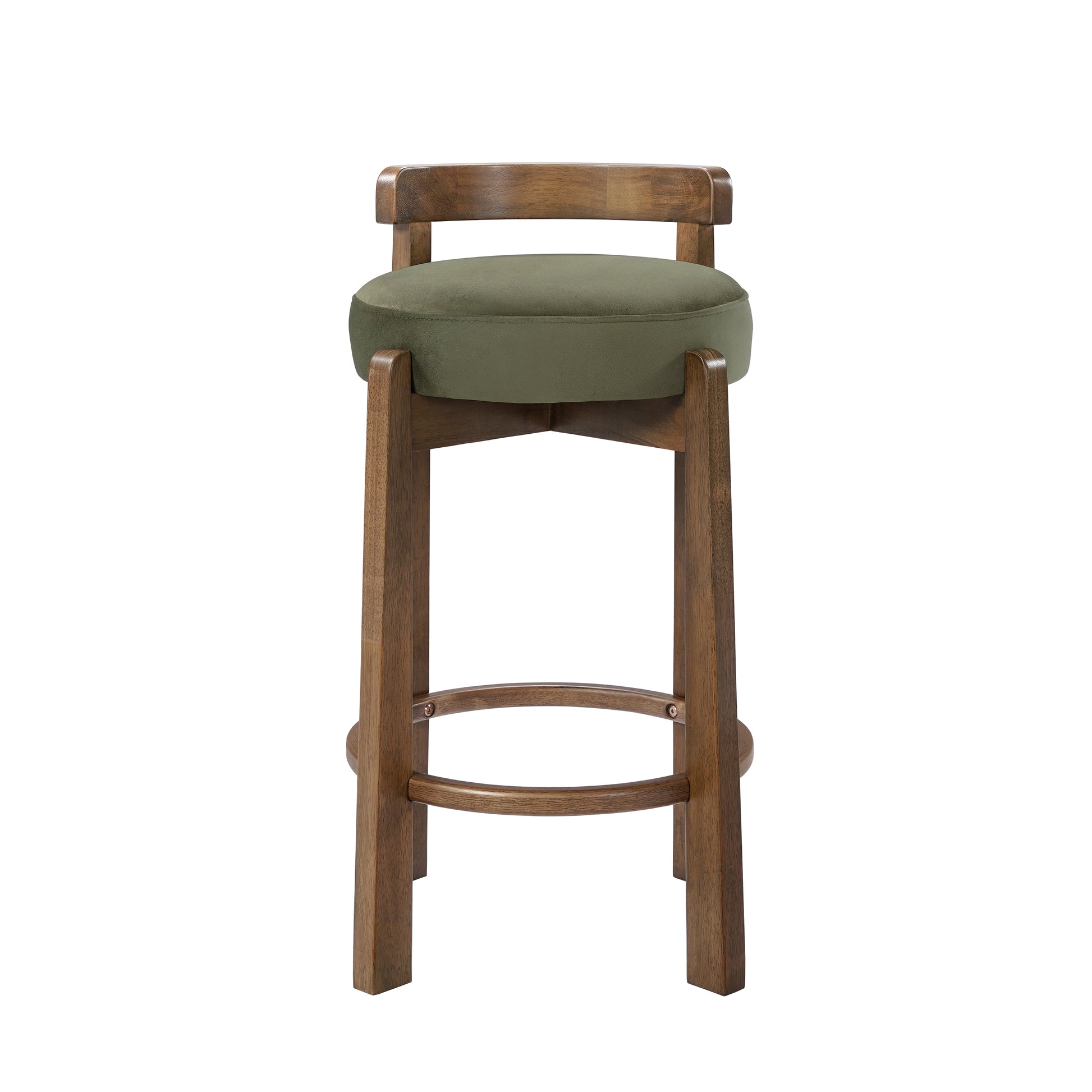 Etna green upholstered bar stool front view