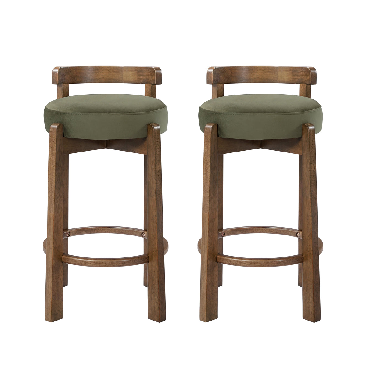 Etna green upholstered bar stools front view