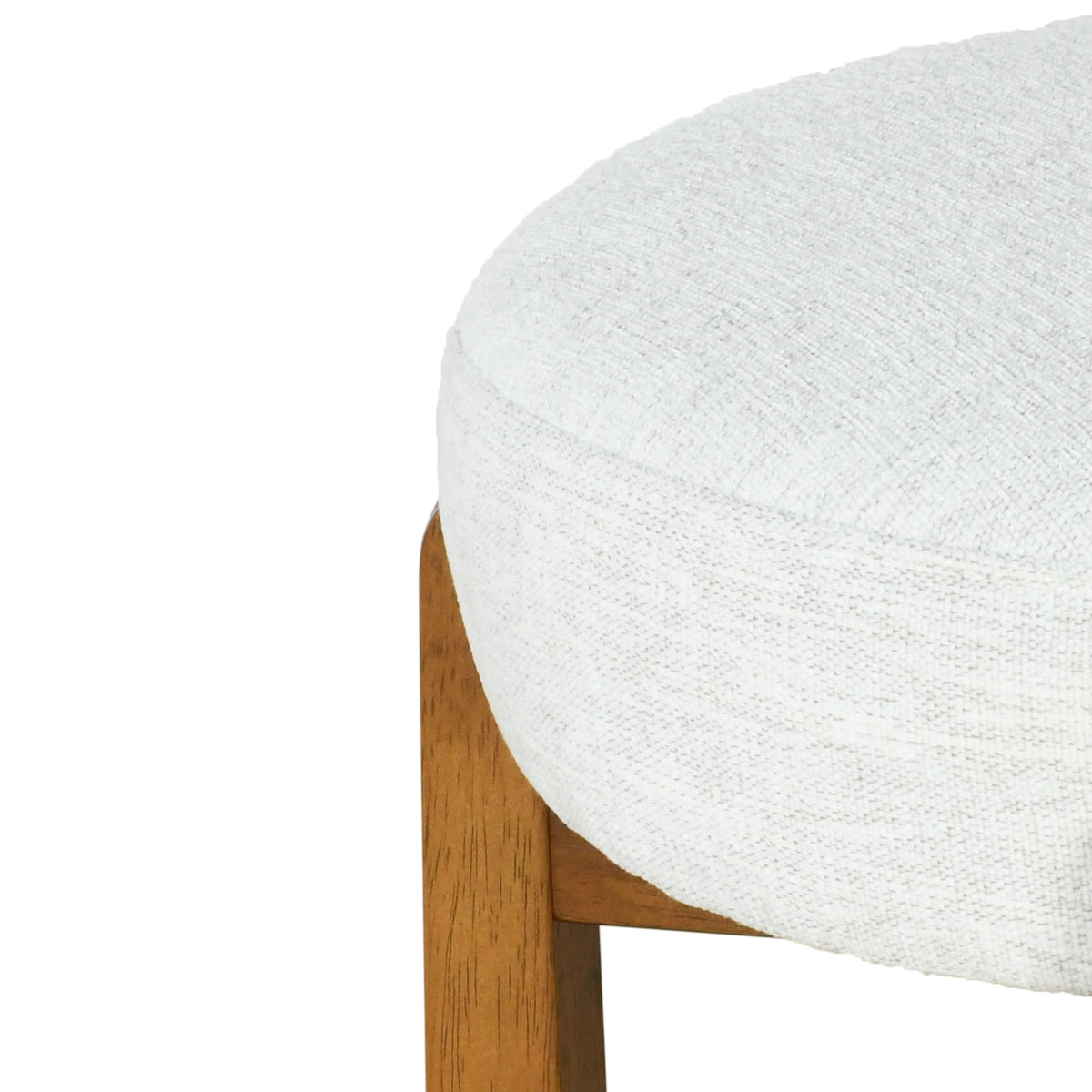 Etna white upholstered bar stool showing upholstery fabric texture detail
