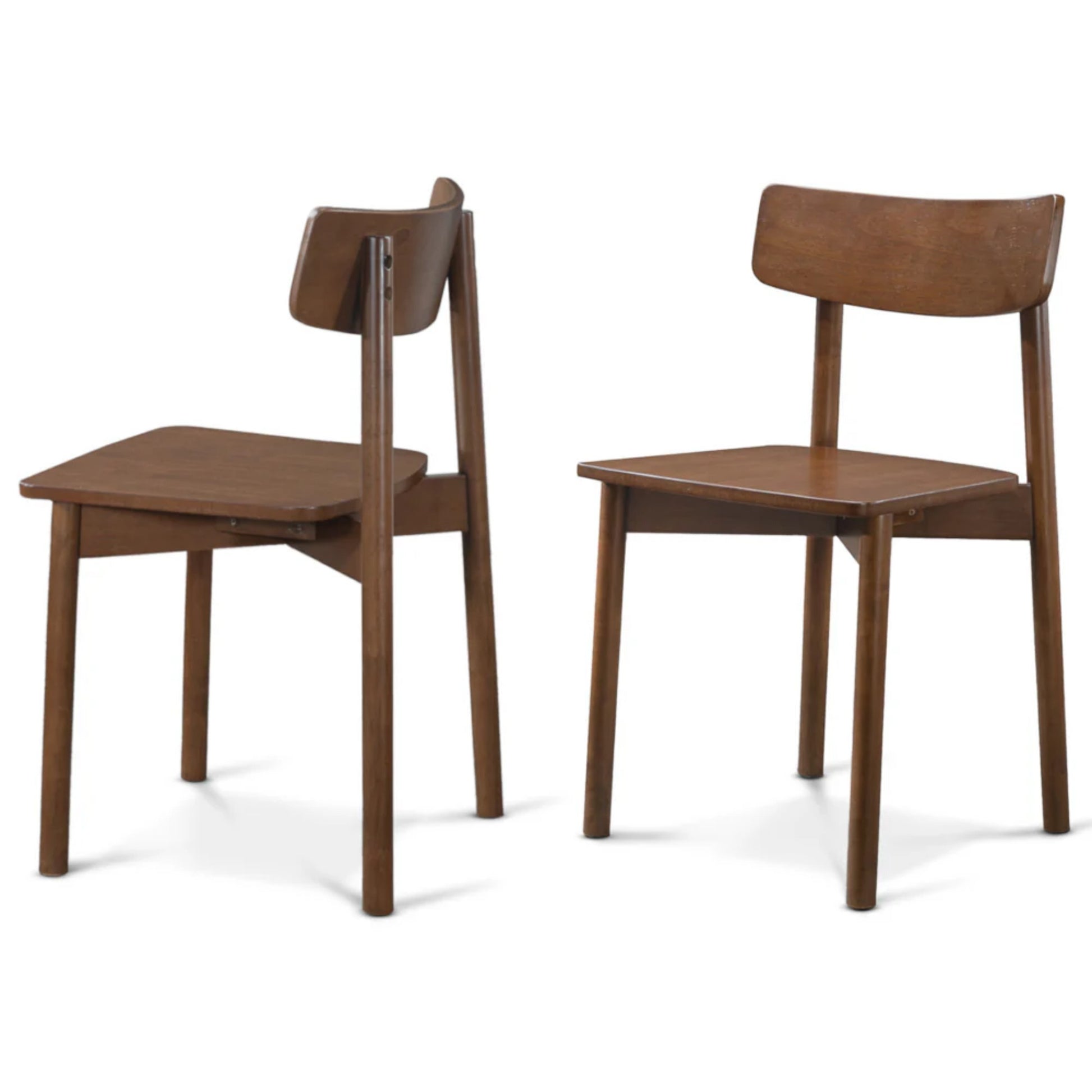 Euphrates brown solid wood dining chairs set of two front angled view on white background