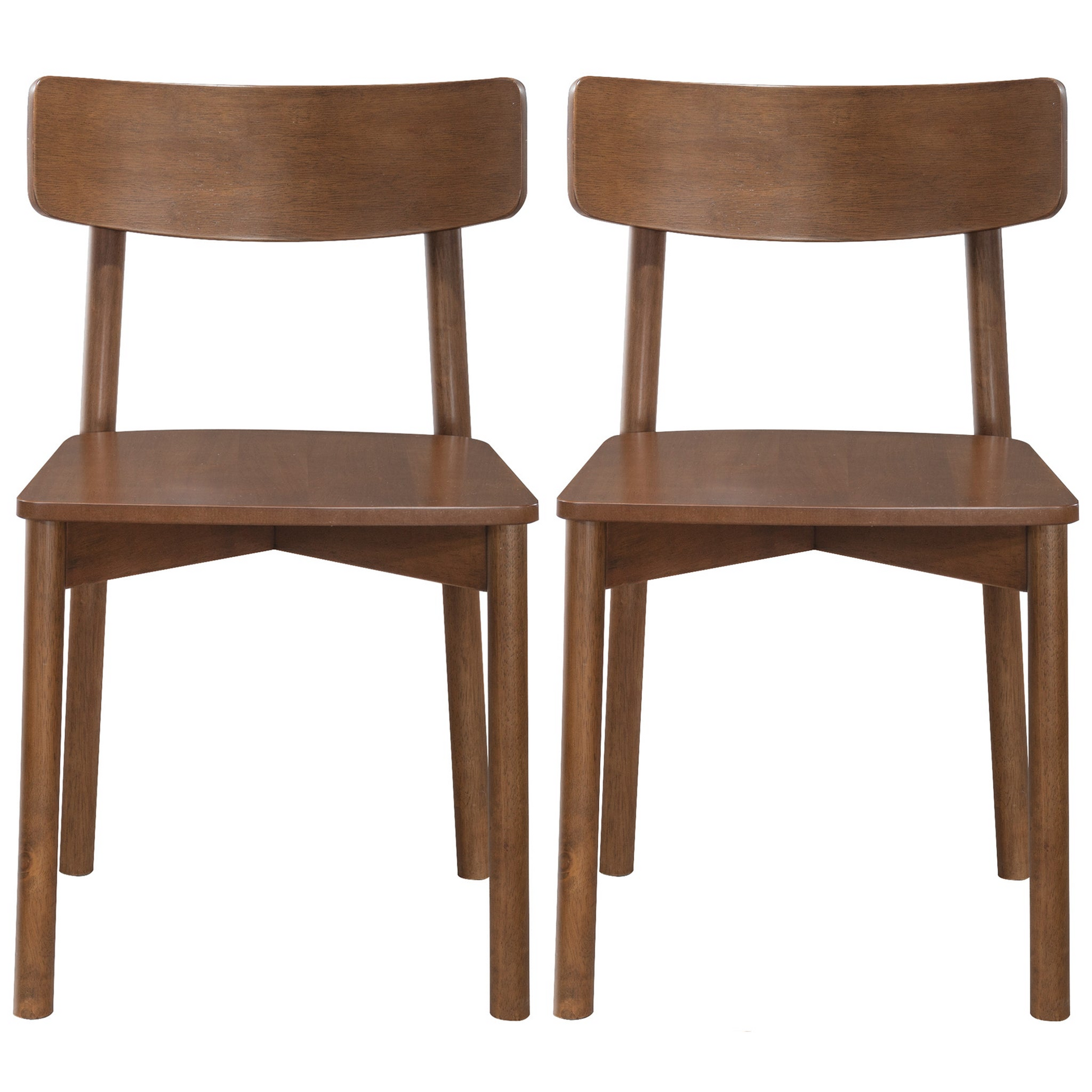 Euphrates brown solid wood dining chairs set of two straight front view on white background
