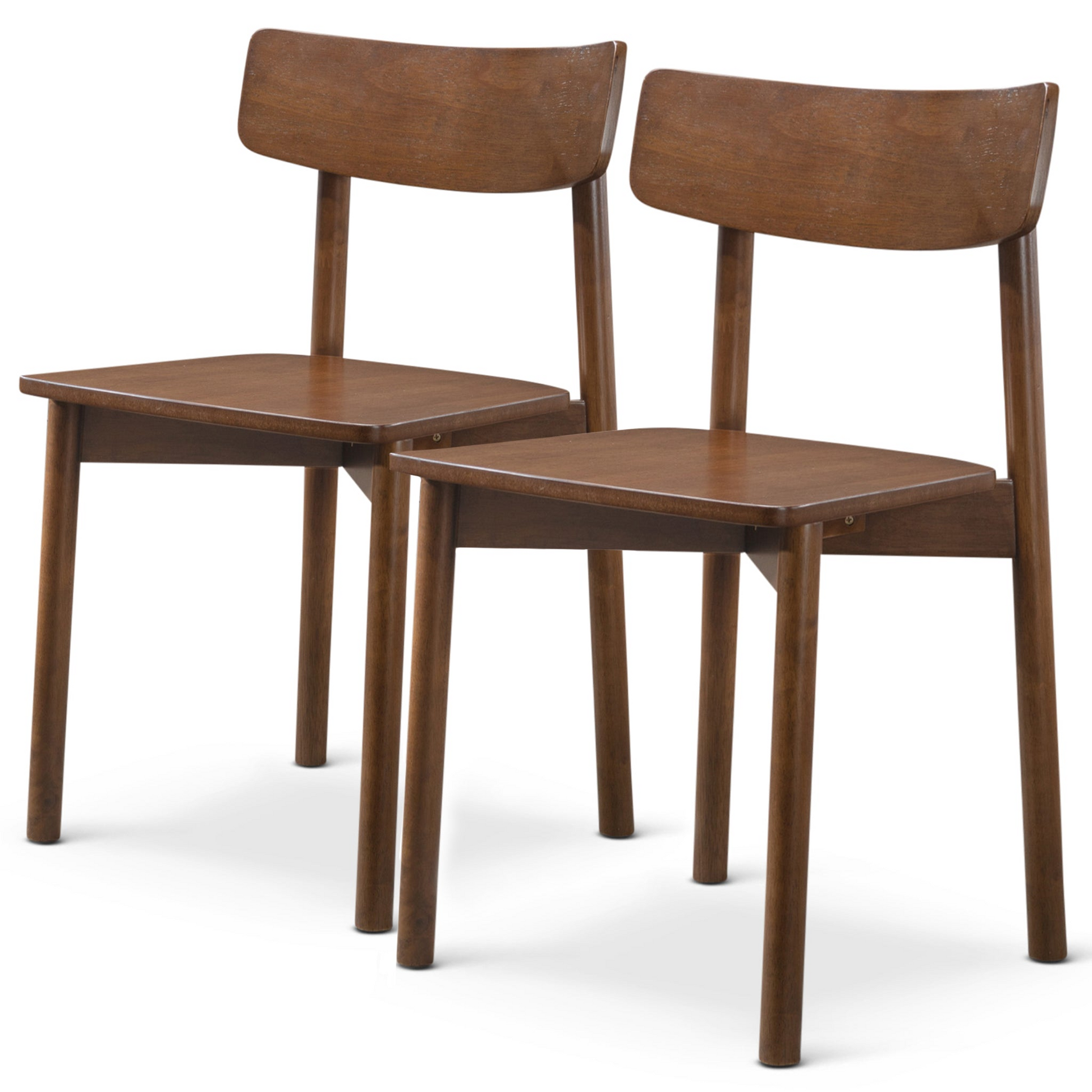 Euphrates brown solid wood dining chairs set of two angled view on white background