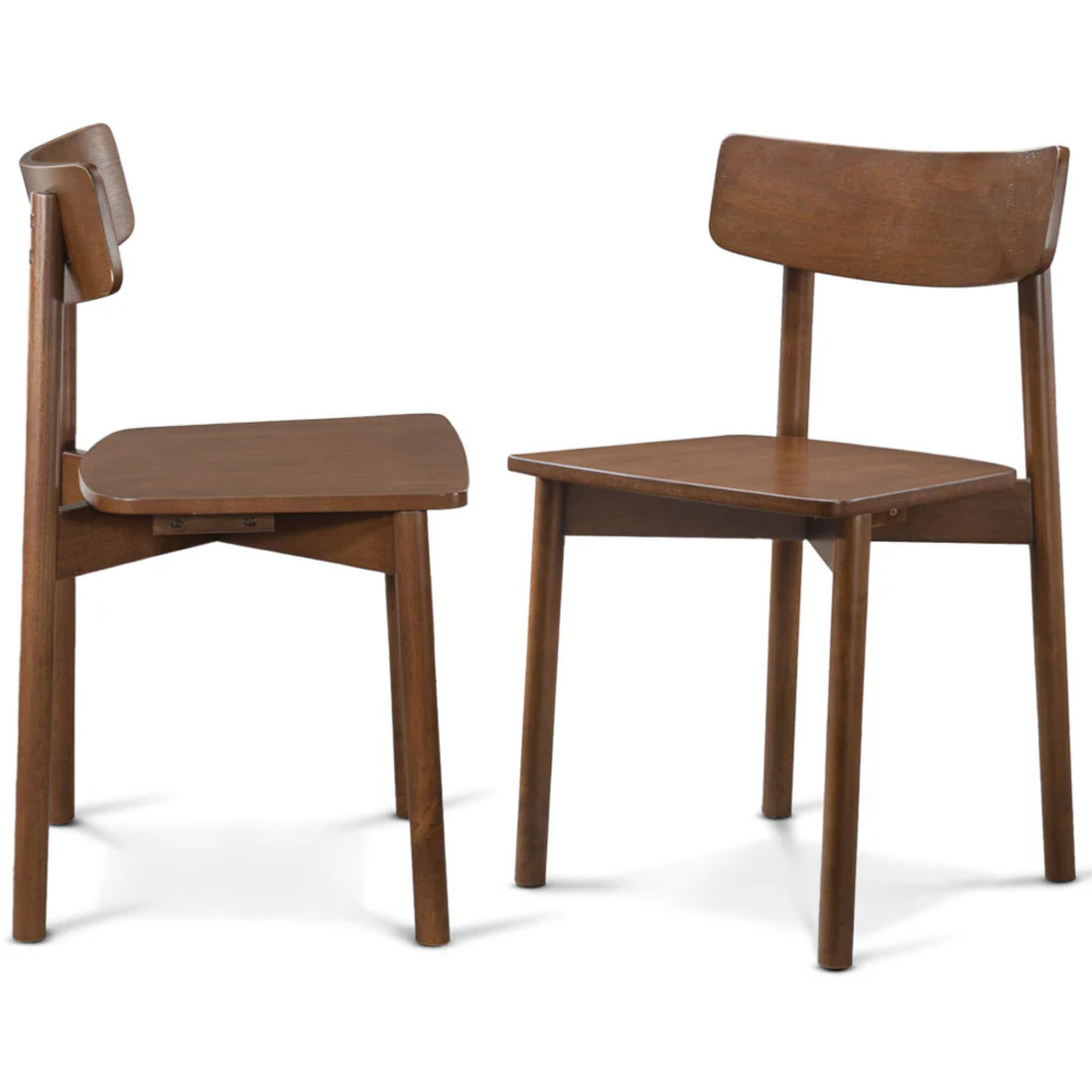Euphrates brown solid wood dining chairs side view set of two on white background