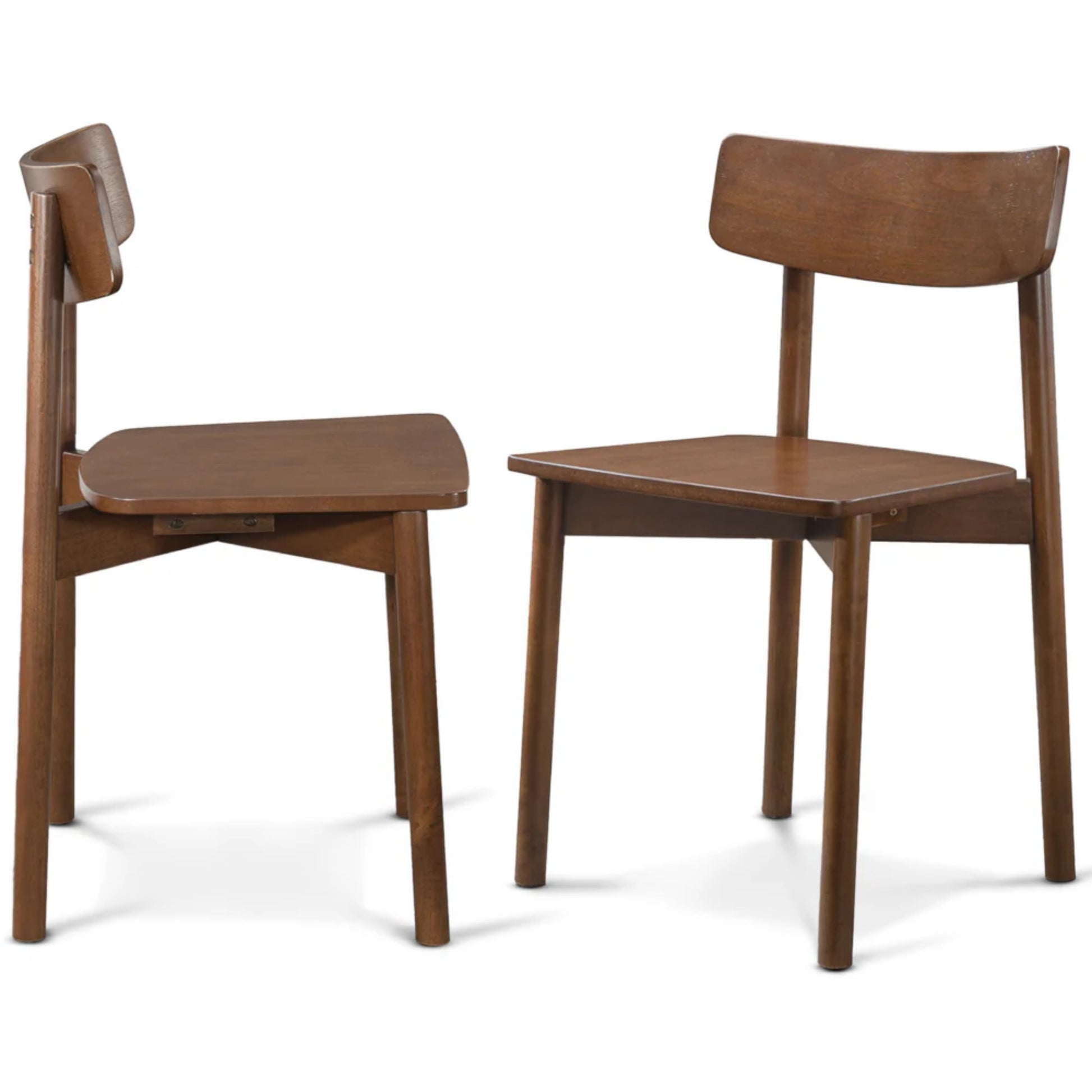 Euphrates brown solid wood dining chairs side view set of two on white background