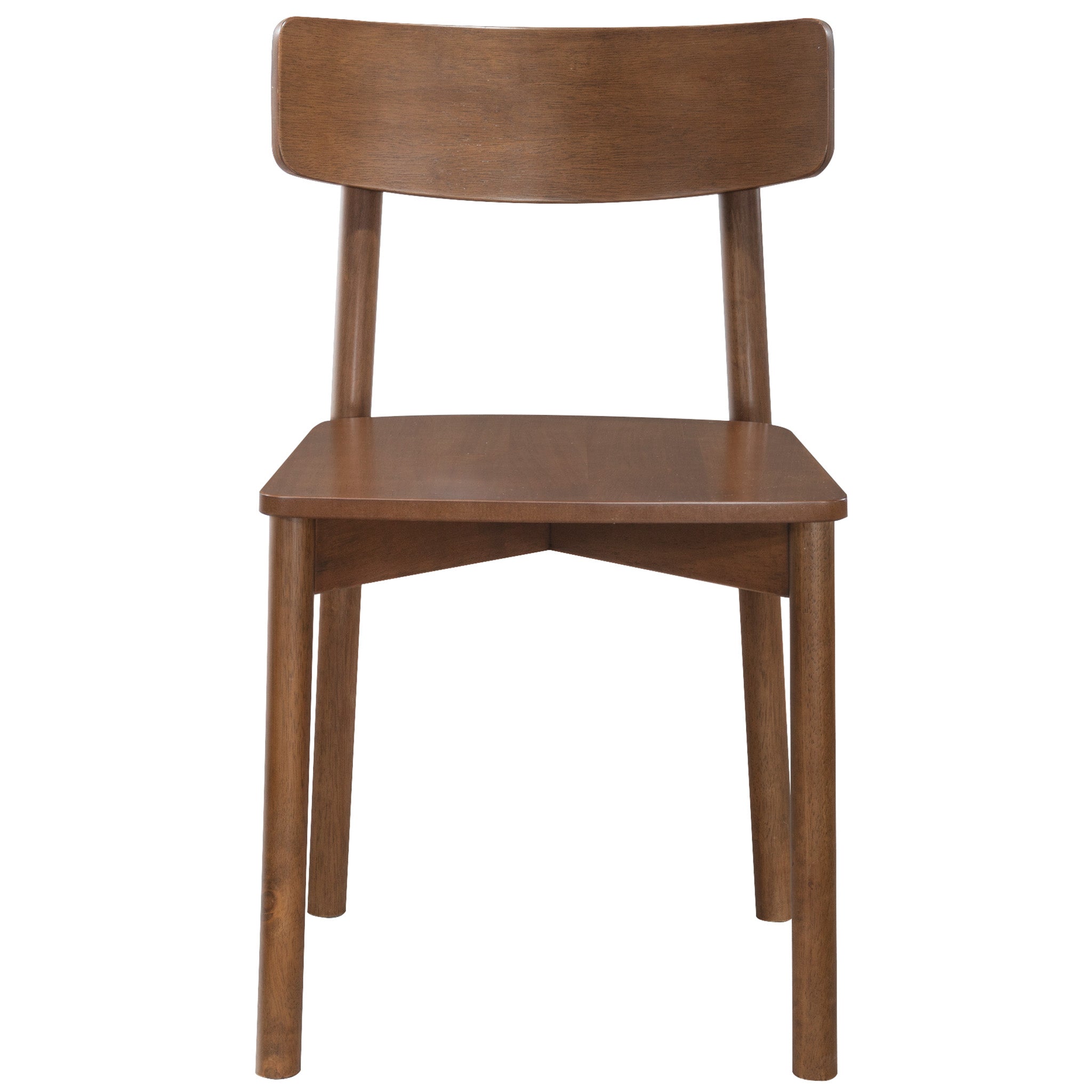 Euphrates brown solid wood dining chair straight front view on white background