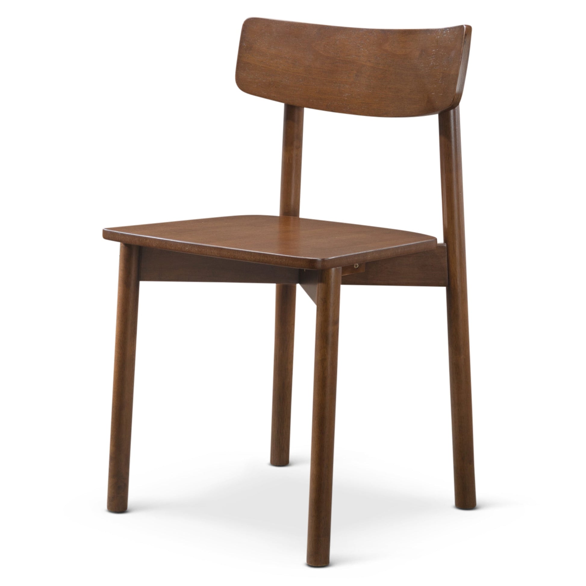 Euphrates brown solid wood dining chair front angled view on white background