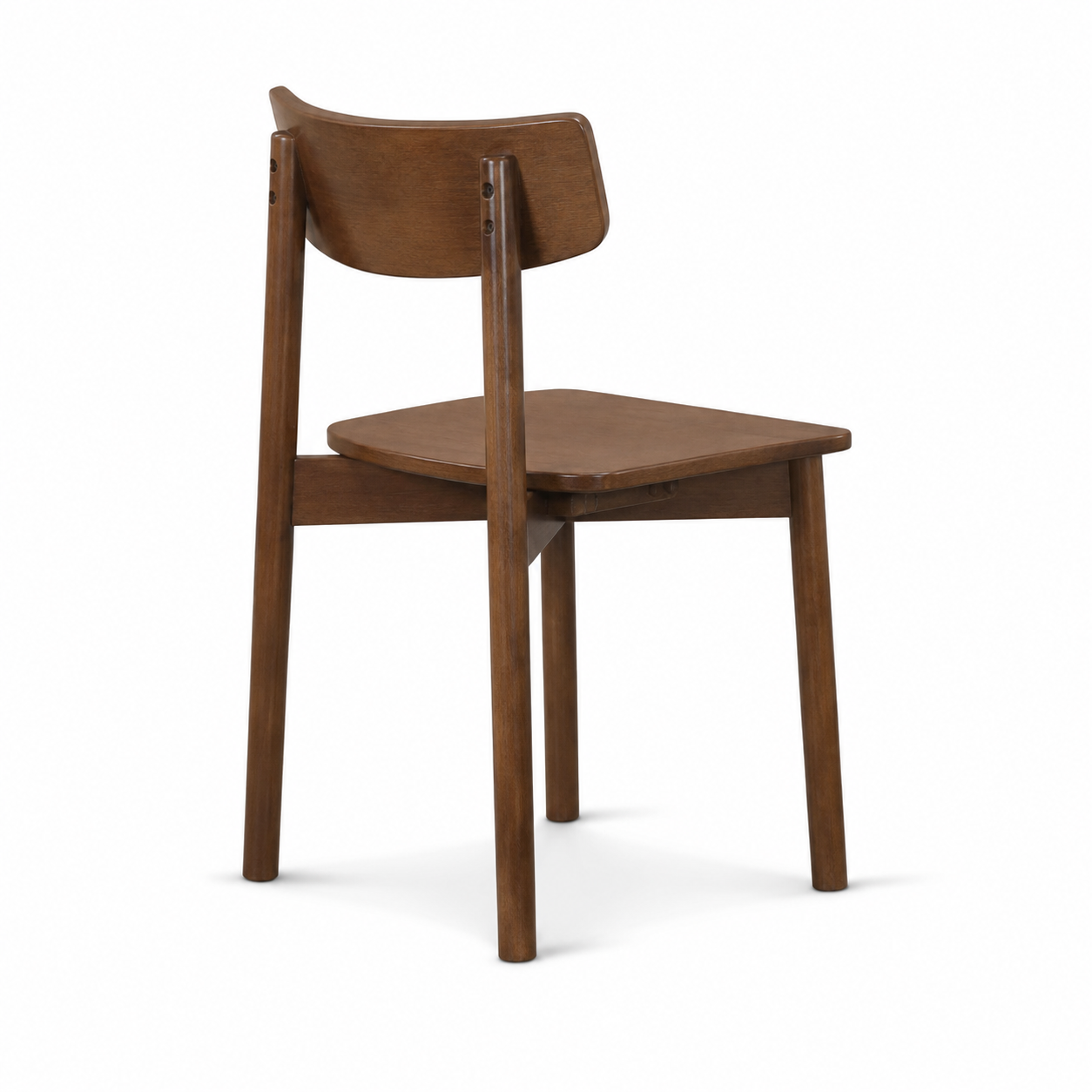 Euphrates brown solid wood dining chair side view on white background