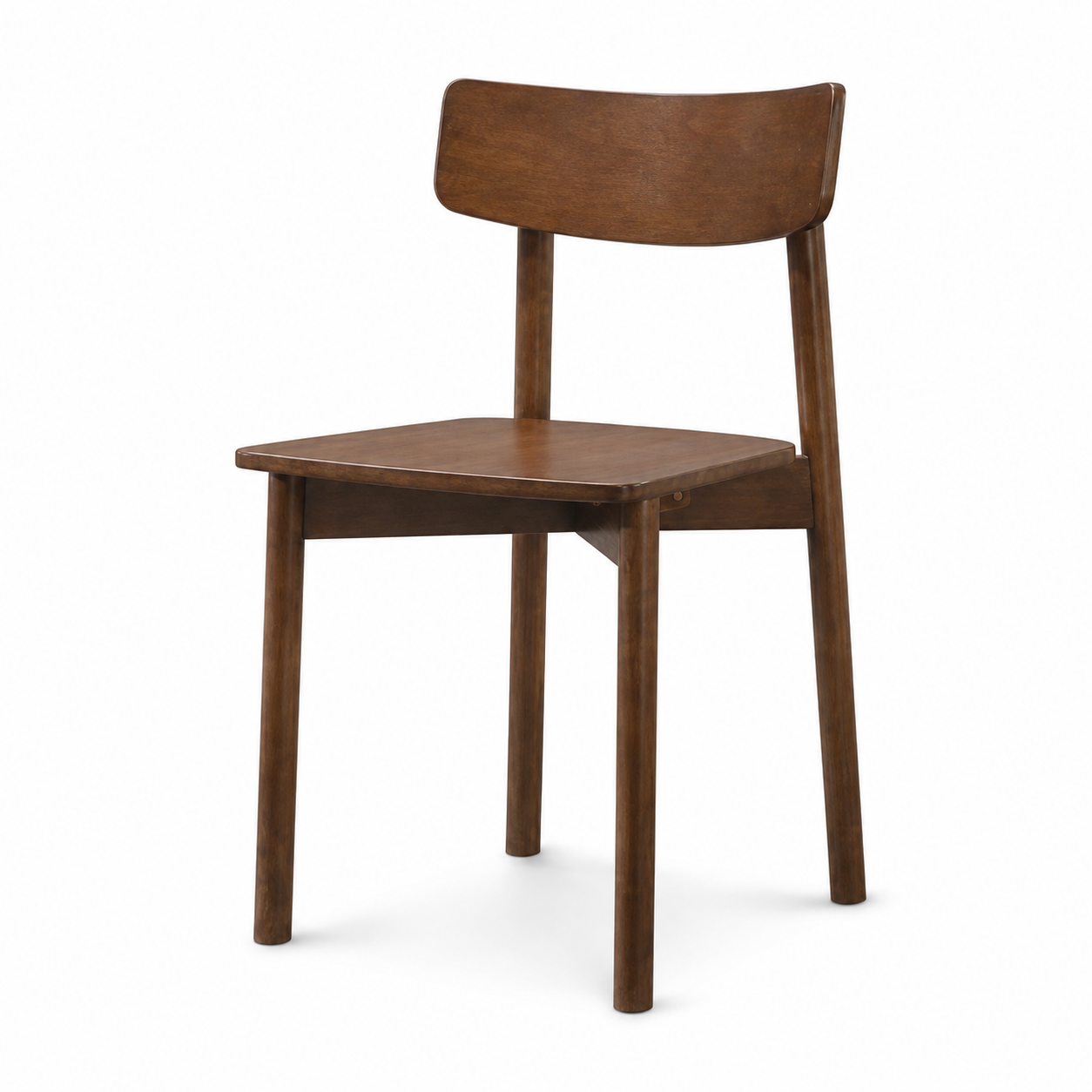 Euphrates brown solid wood dining chair front angled view on white background